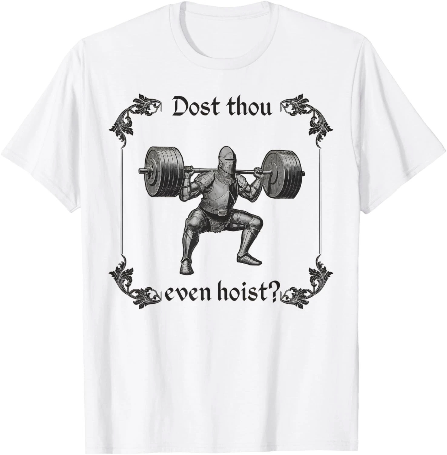 Funny Medieval Knight Weightlifting Gym Workout Graphic Tee