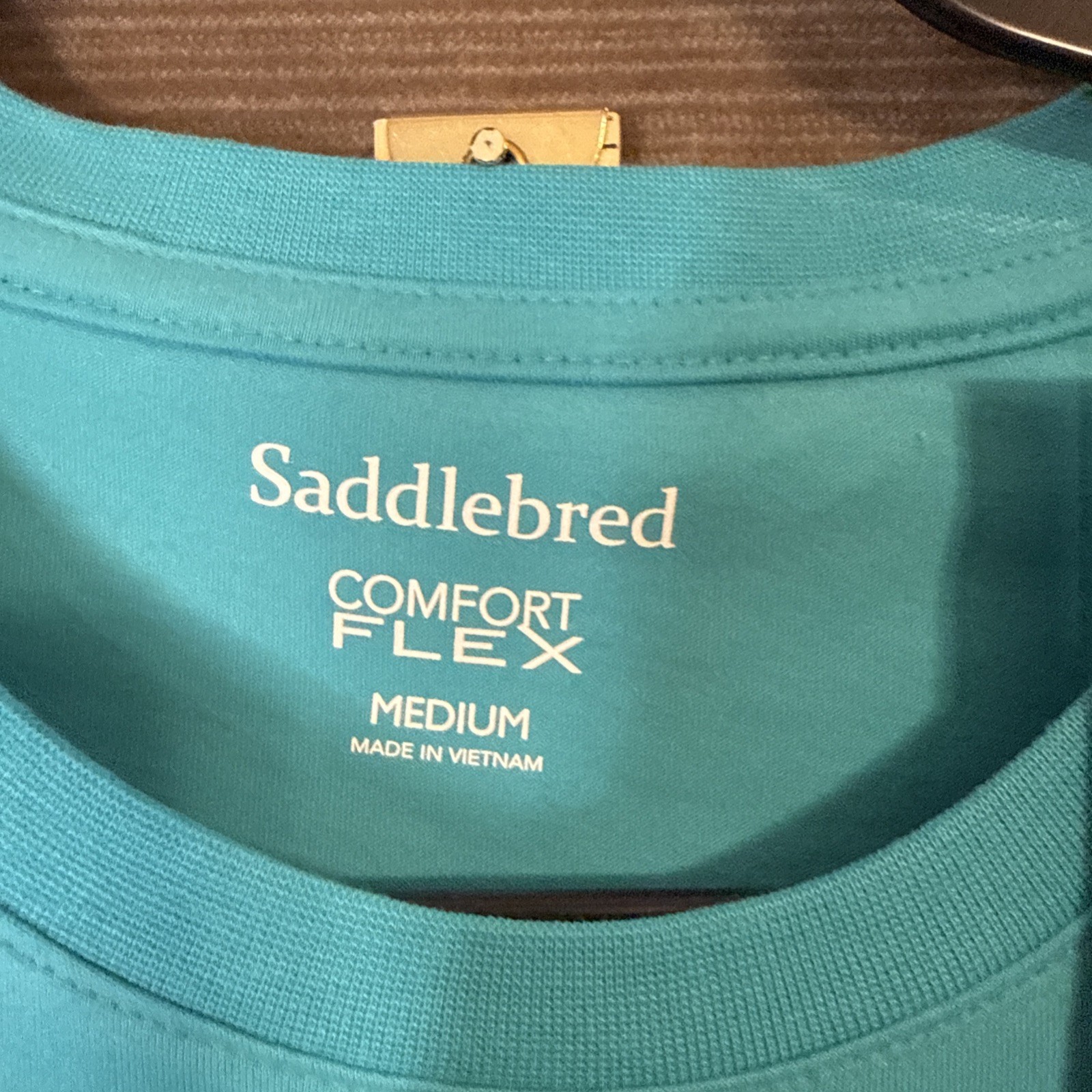 Saddlebred Comfort Flex Men’s Ss Teal Blue Crew Tee Shirt w/Pocket NWT Medium