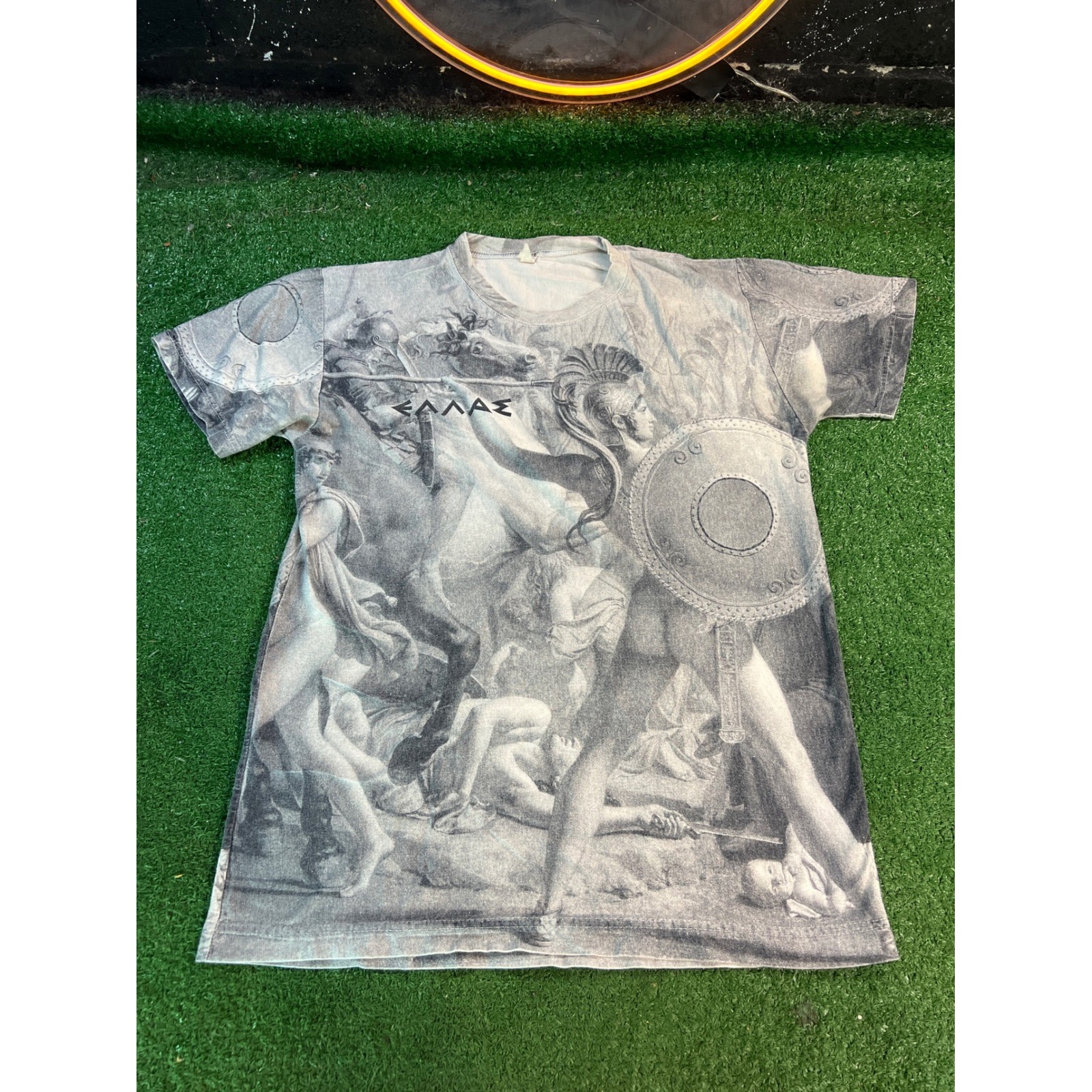 Classical Greek All Over Print T Shirt Ancient History Art Tee Menswear Size M