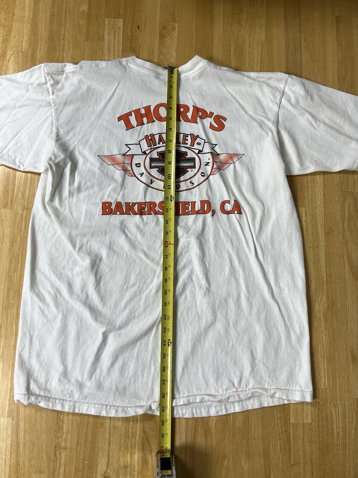 VTG 1998 Harley Davidson Eagle Face Eye Bakersfield, CA Sz XXL White T-Shirt See