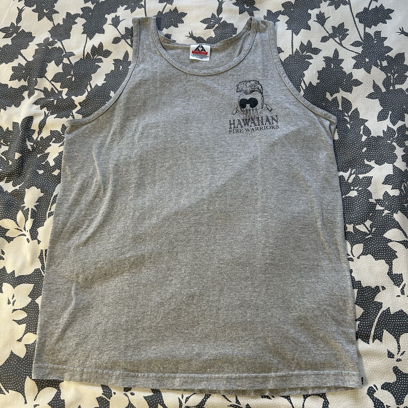 VTG Y2K Alstyle AAA Hawaiian Fire Warriors Tank Top Men’s L Alii Graphics Gray
