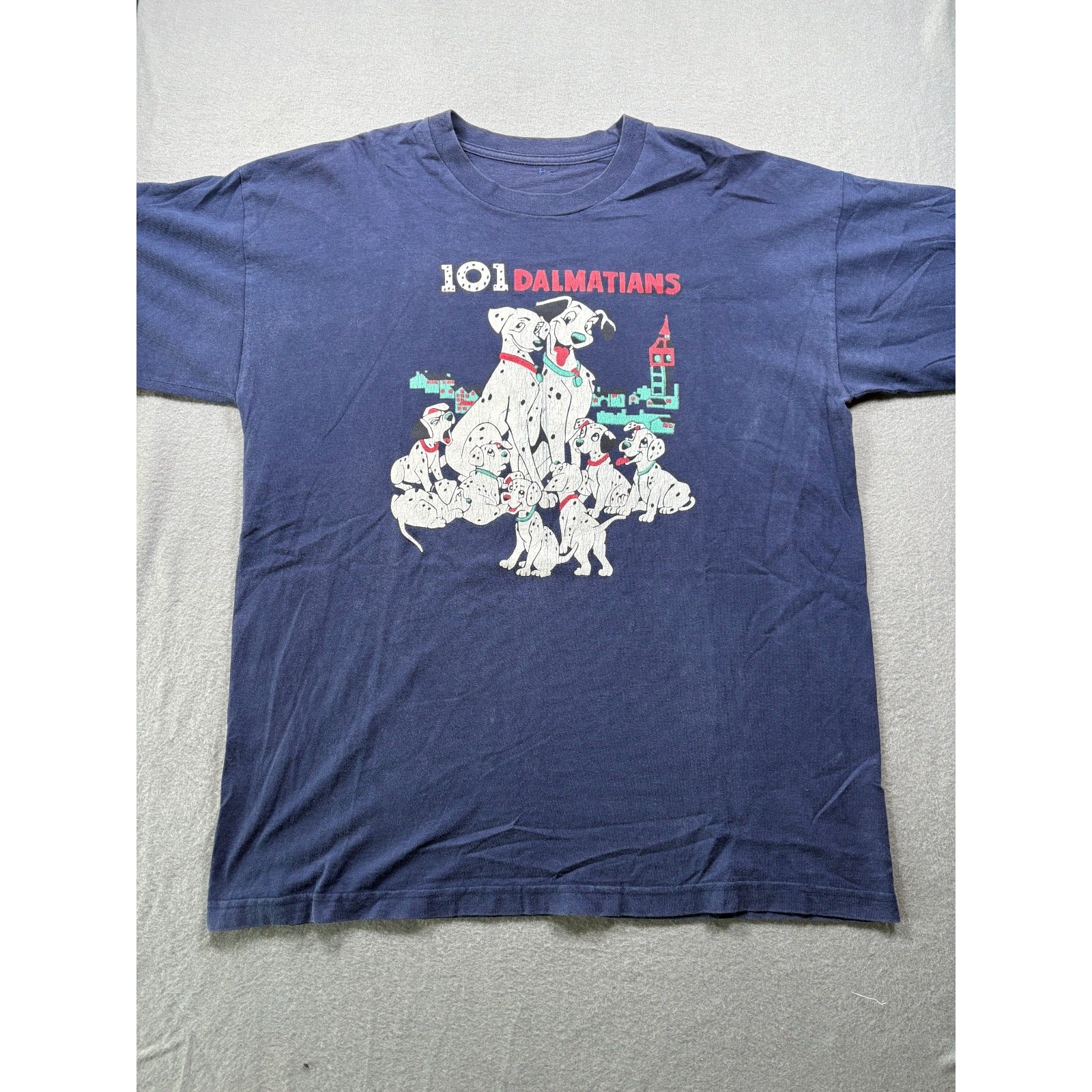 Vintage 101 Dalmatians T Shirt Navy Disney Adult Graphic Tee Cartoon Movie XL
