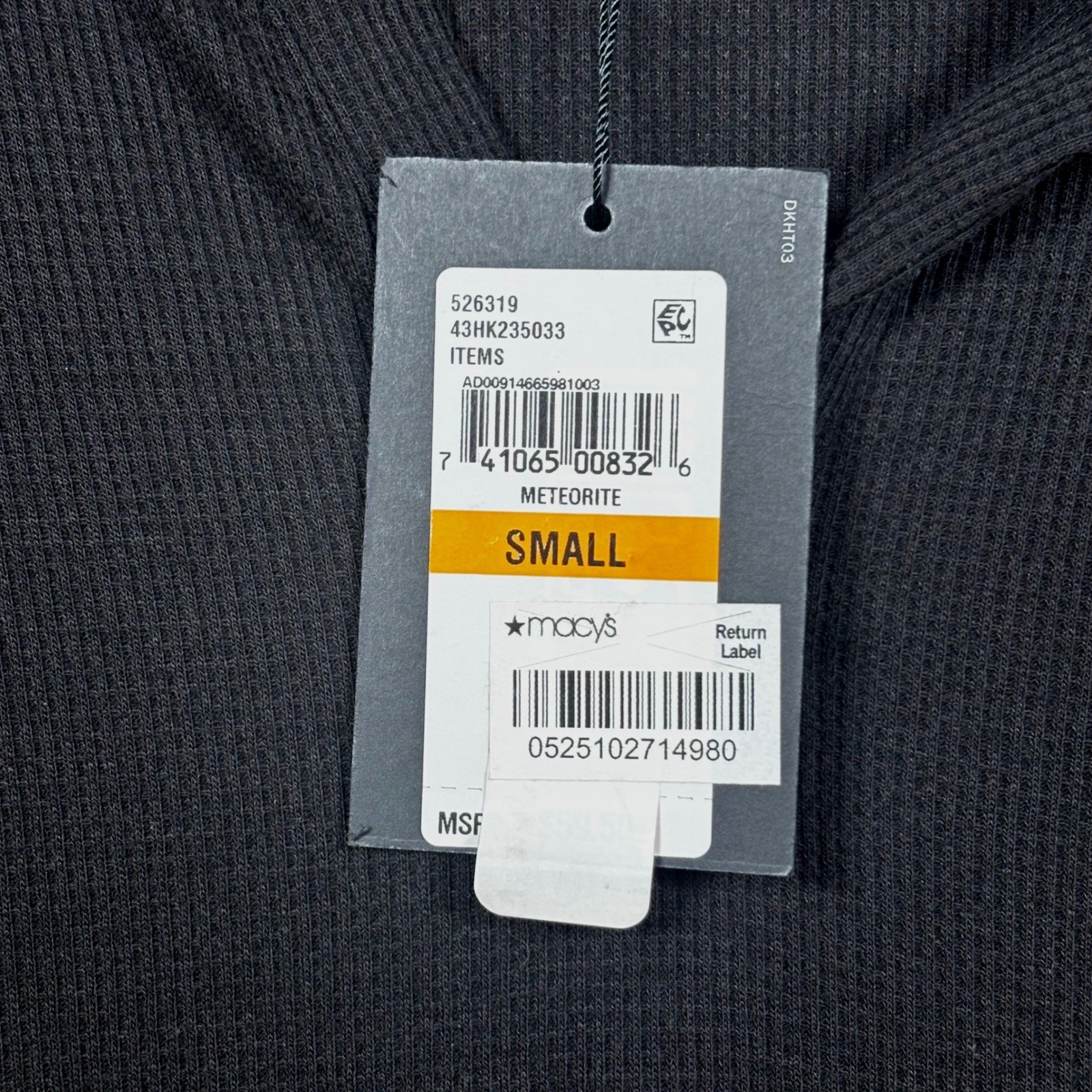 DKNY Men Black Long Sleeve Ribbed Soft Henley Shirt Size Small NWT MSRP $59.50