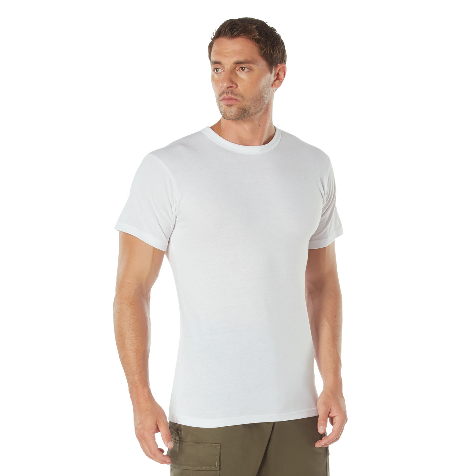 White Solid Color T-Shirt Poly/Cotton Blend Men’s Standard Fit Work Wear Tee