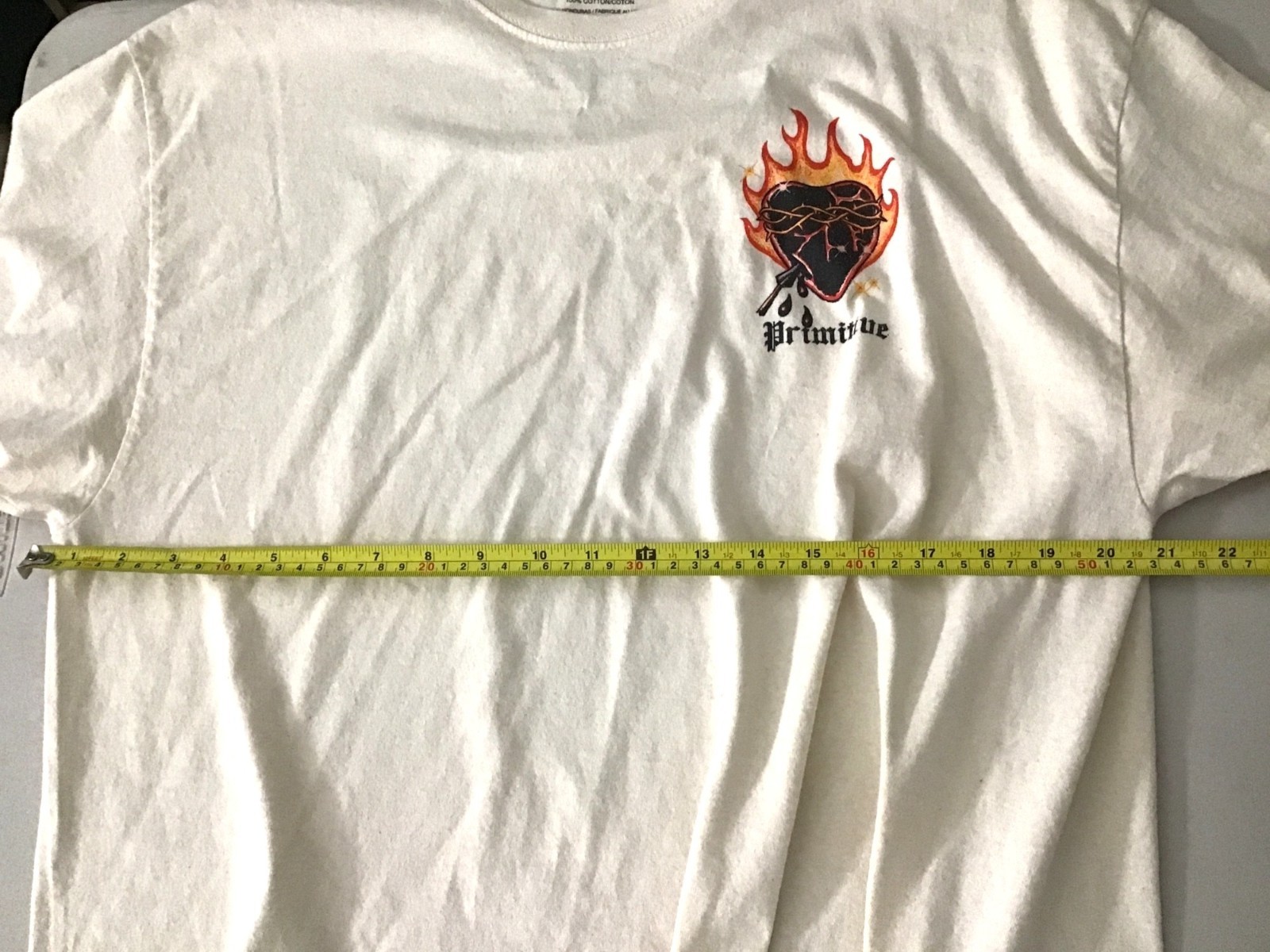 Primitive Sacred Heart Graphic T-Shirt White XL Cotton Skateboarding Tee