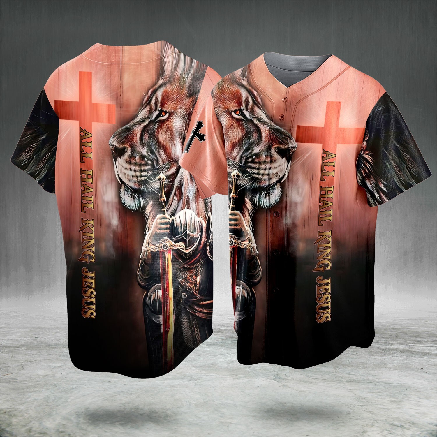 All Hail King Jesus Christian All Over Printed Baseball Jersey Full Size S-5XL