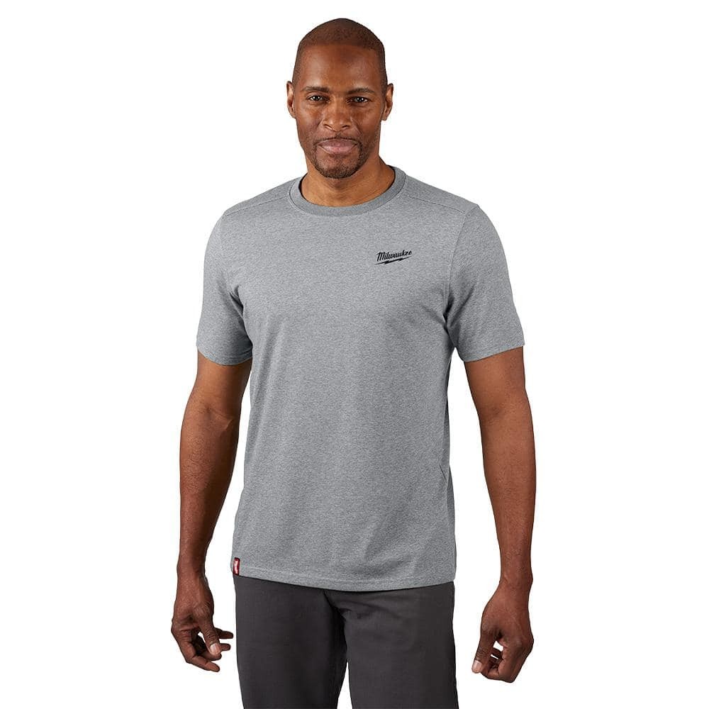 Milwaukee Men’s Large Gray Cotton/Polyester Short-Sleeve Hybrid Work T-Shirt