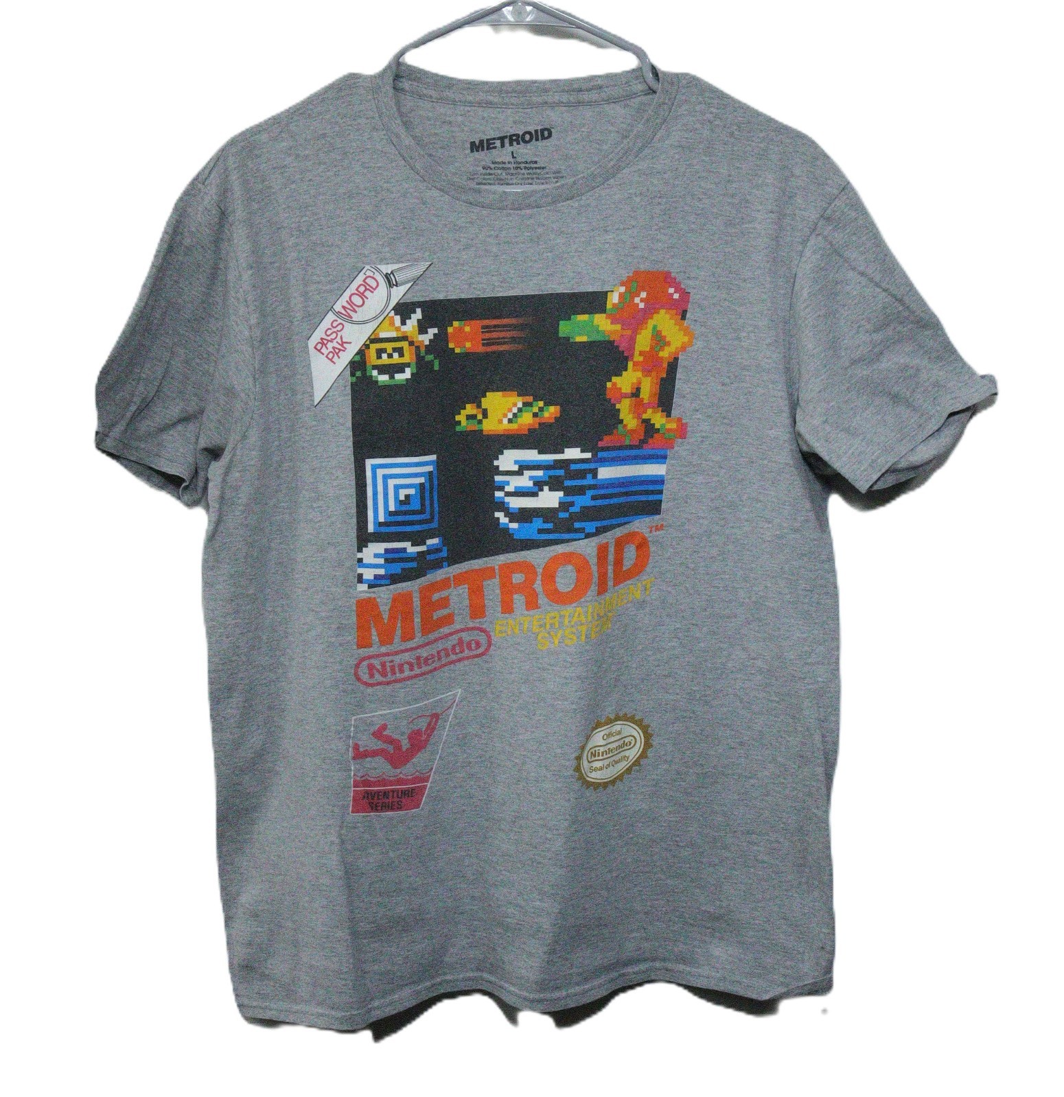 Nintendo Metroid NES Samus Aran T-Shirt Men’s Size L Gray Adventure Series T0431