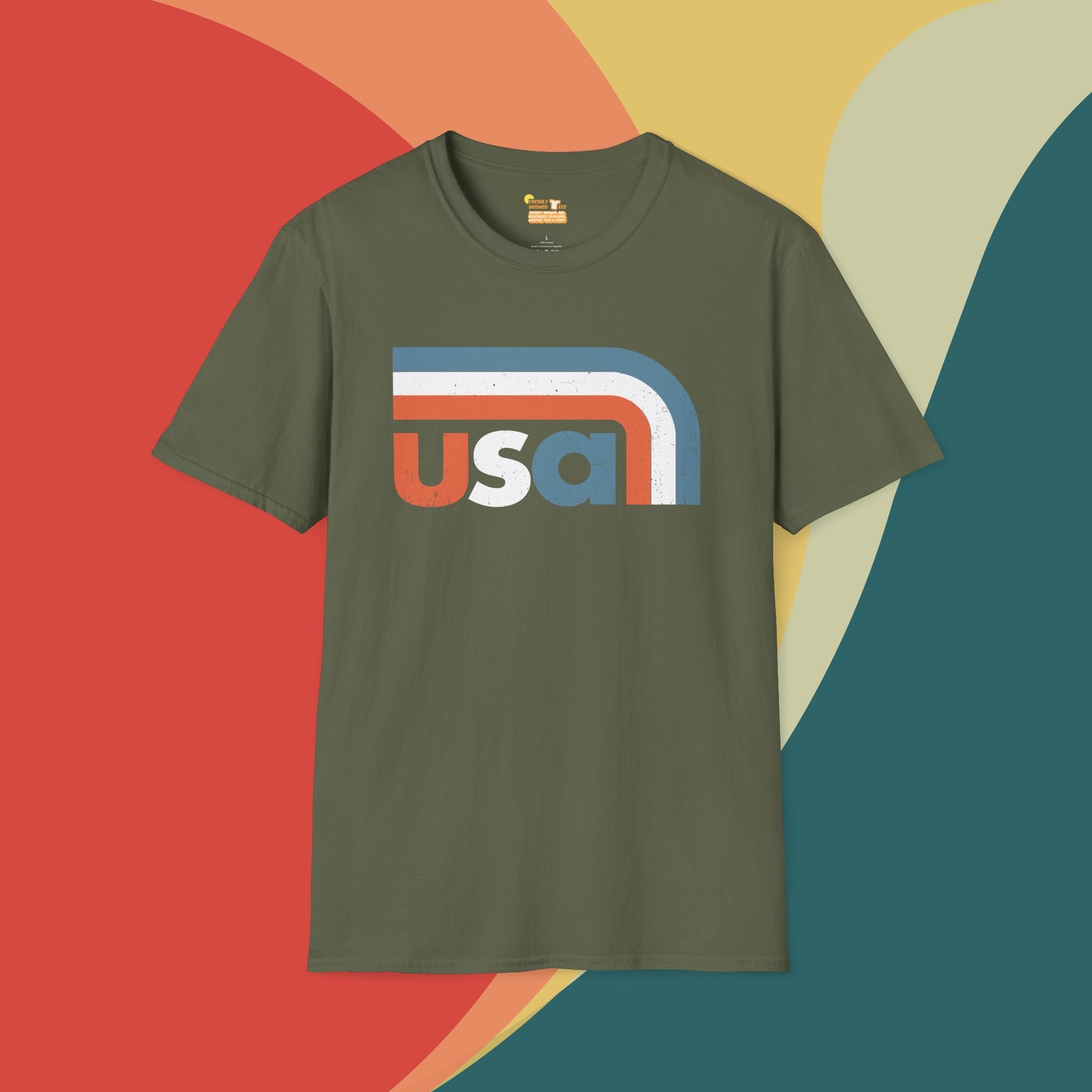 Retro U.S.A. Red White and Blue Stripes Graphic Tee