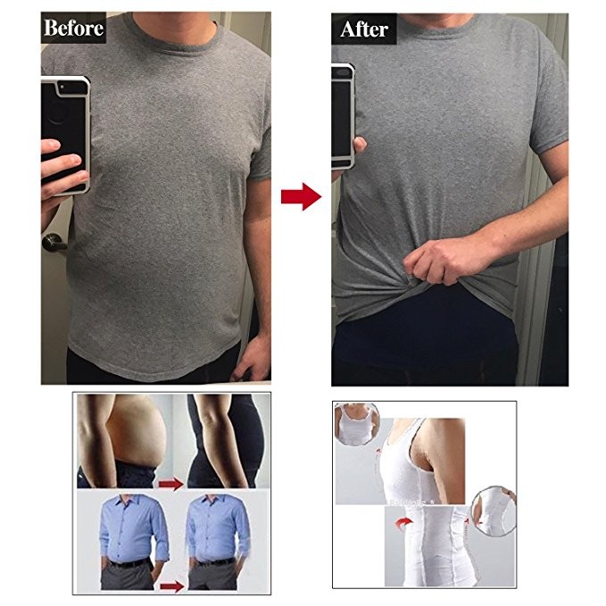 Men Slimming Body Shaper Shirt Chest Belly Tummy Control Vest Compression Tanks