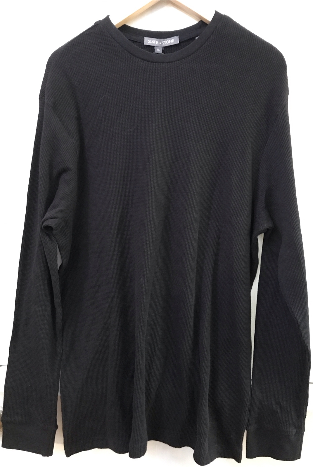 Slate Stone Mens Black Thermal Waffle Top Long Sleeve Classic Size XL NWT