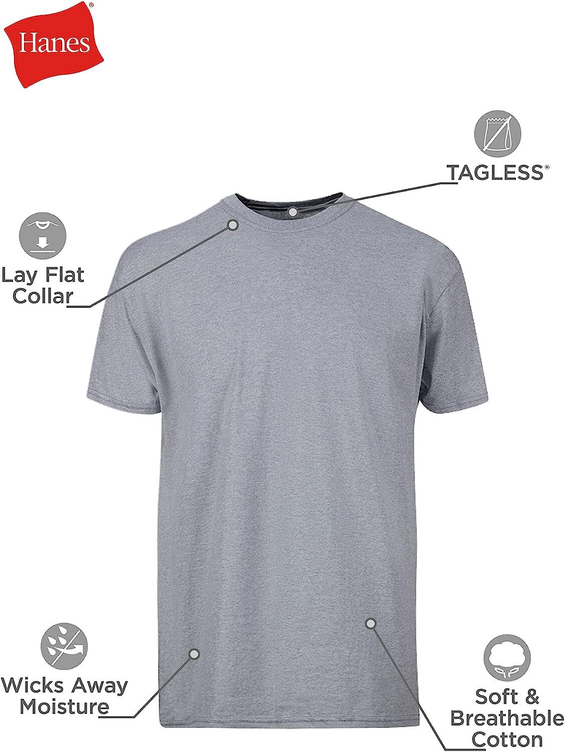Hanes Men’s Moisture-Wicking Cotton with Odor Control Undershirts