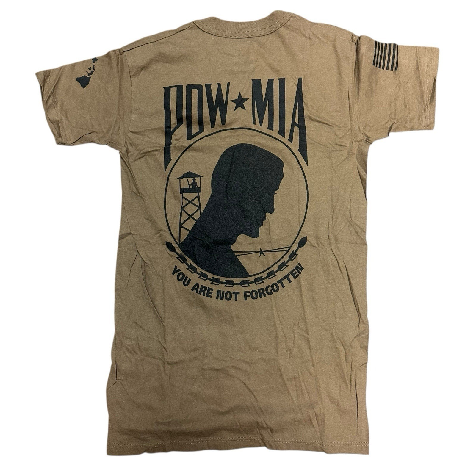 Khaki Military Shirt Mens “POW MIA” Size Small
