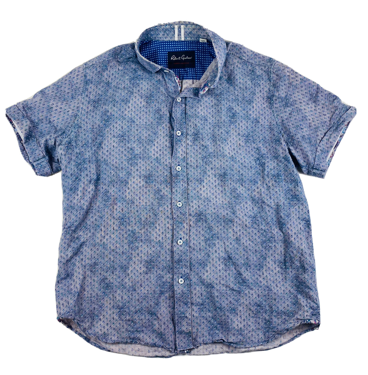 Robert Graham Cotton Linen Faded Wash S/S Button Front XL Mint