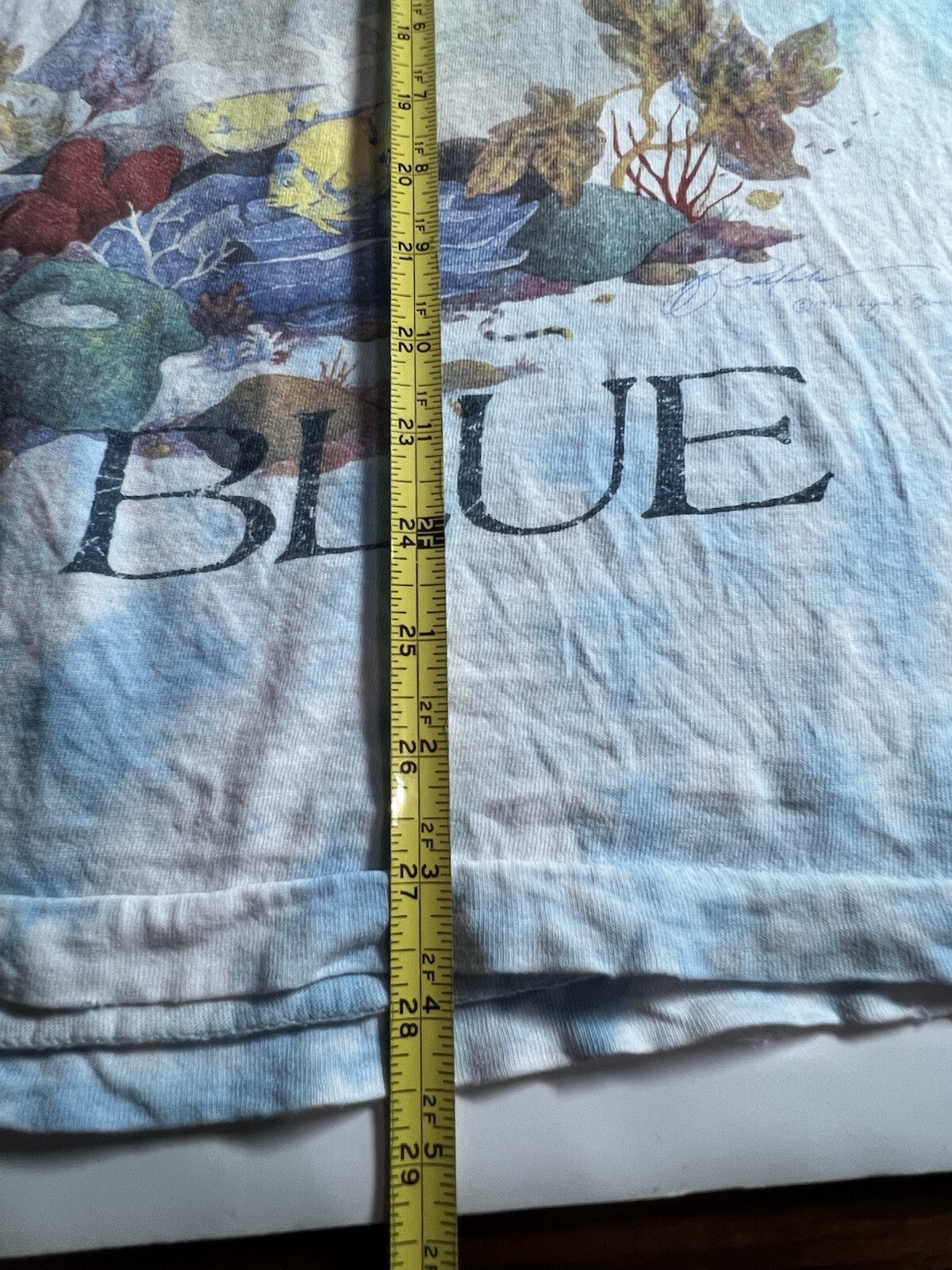 Vintage Liquid Blue Shirt Mens L Coral Reef Aquatic Ocean Fish AOP 90’s Thrashed