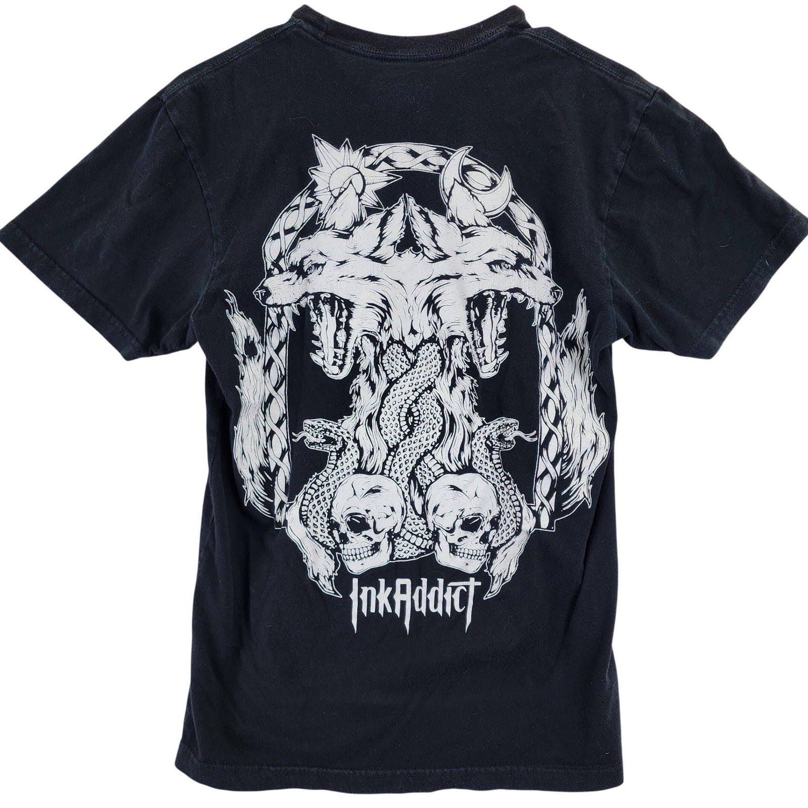 Ink Addict Tattoo Lifestyle Brand Mens Black Short Sleeve Graphic T Shirt Size S