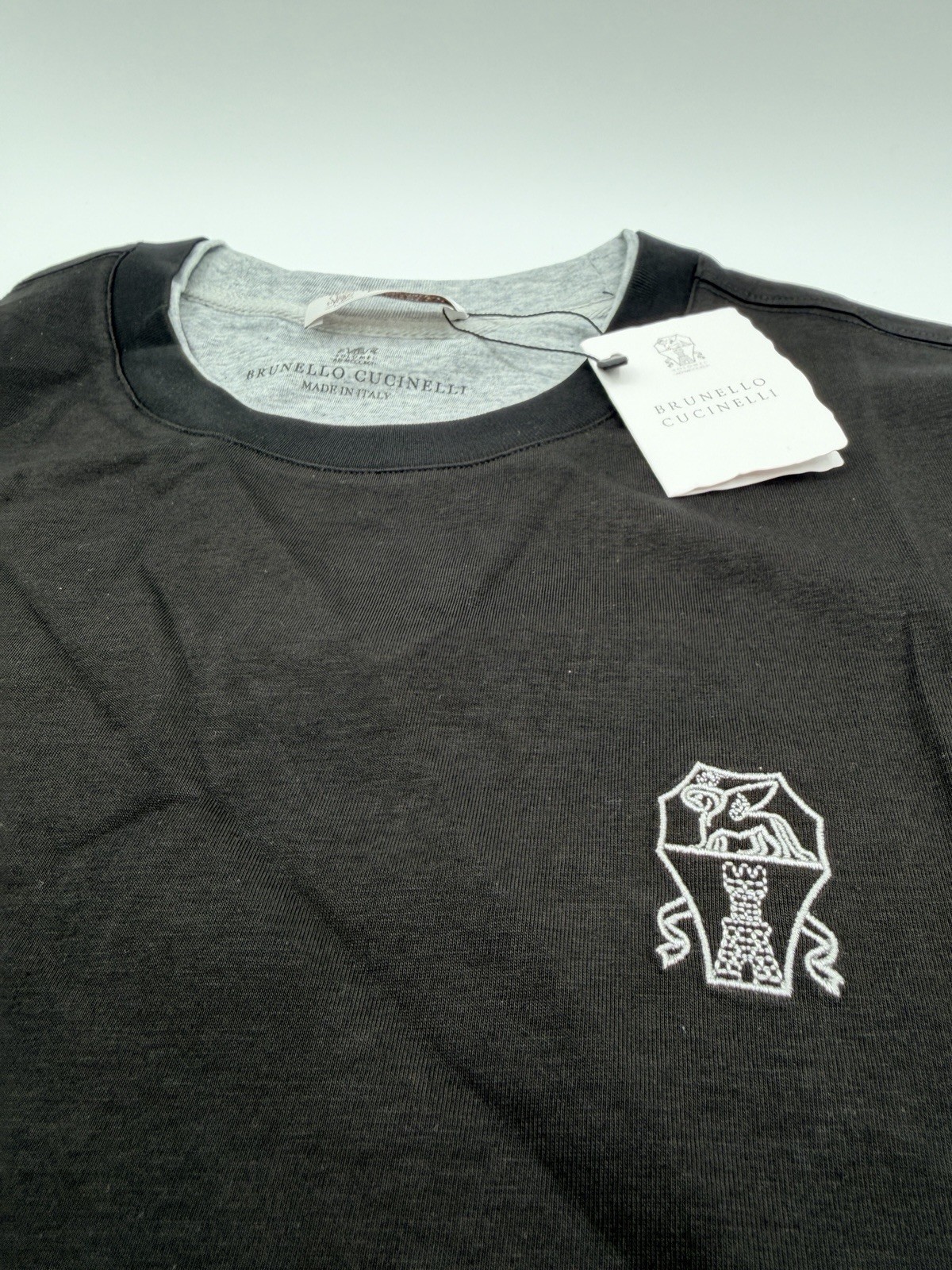 BRUNELLO CUCINELLI Black Embroidered Layered Short-Sleeve T-Shirt, Size XL