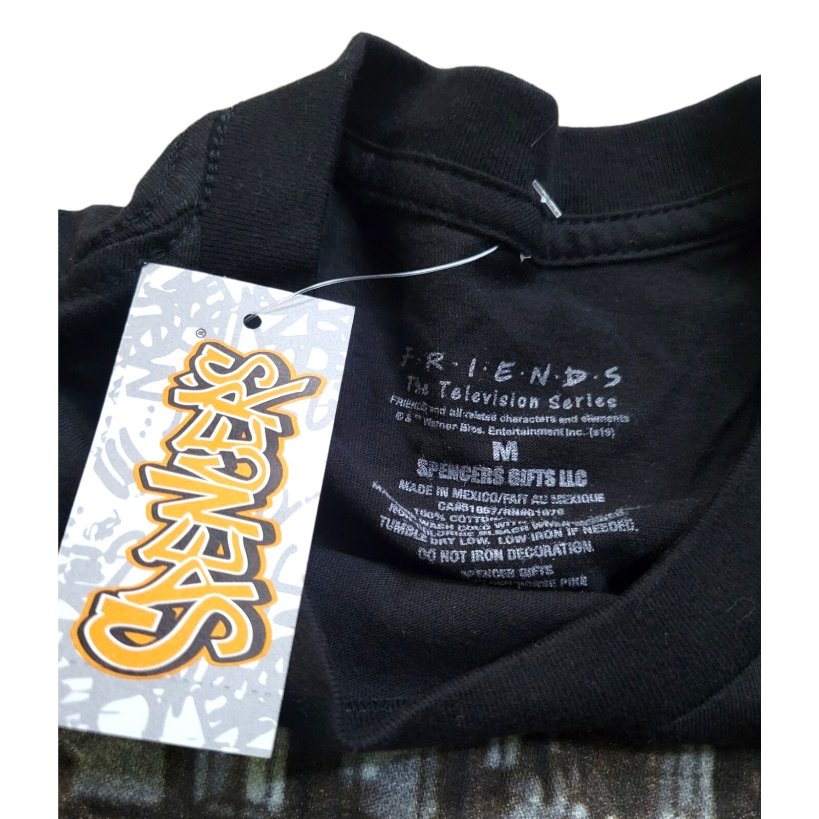 NWT New Friends Med Tee Shirt Spencer’s Gifts Black Thanksgiving Flashback