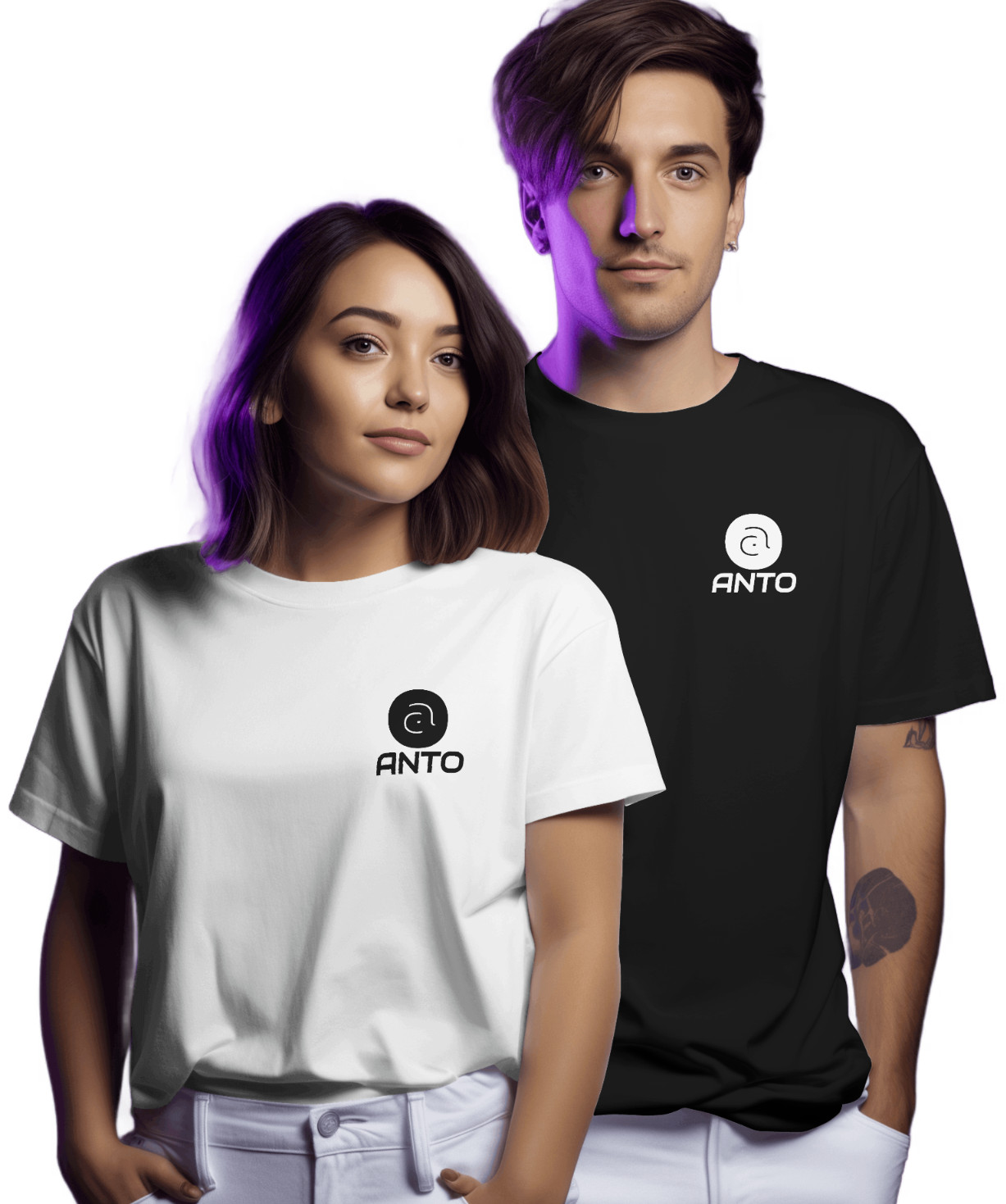 2 Pack SoftStyle Cotton Mens ANTO Logo T-shirt Multi Colors Semi Fitted Top