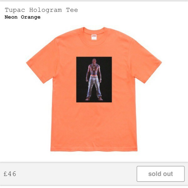 Supreme Tupac Hologram Tee Neon Orange XL SS19 New in Plastic