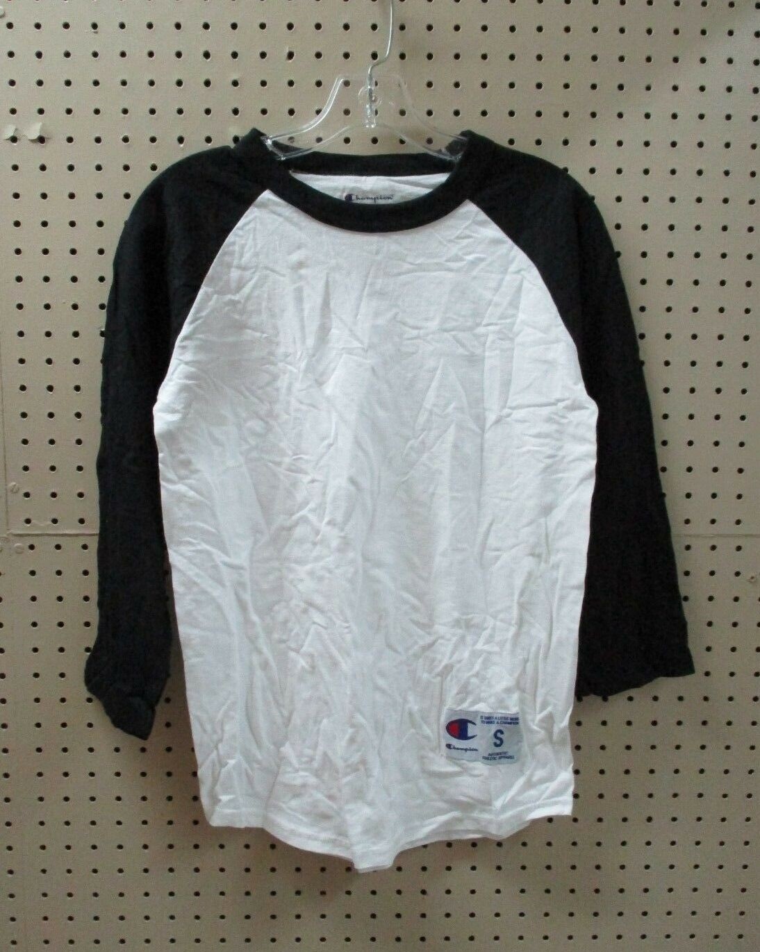 909B3 Champion T137 Youth Authentic Apparel Baseball Tee Small YSM Black & White