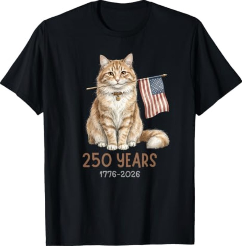 Funny Patriotic Cat 250 Years 4th of July Lover cat T-Shirt
