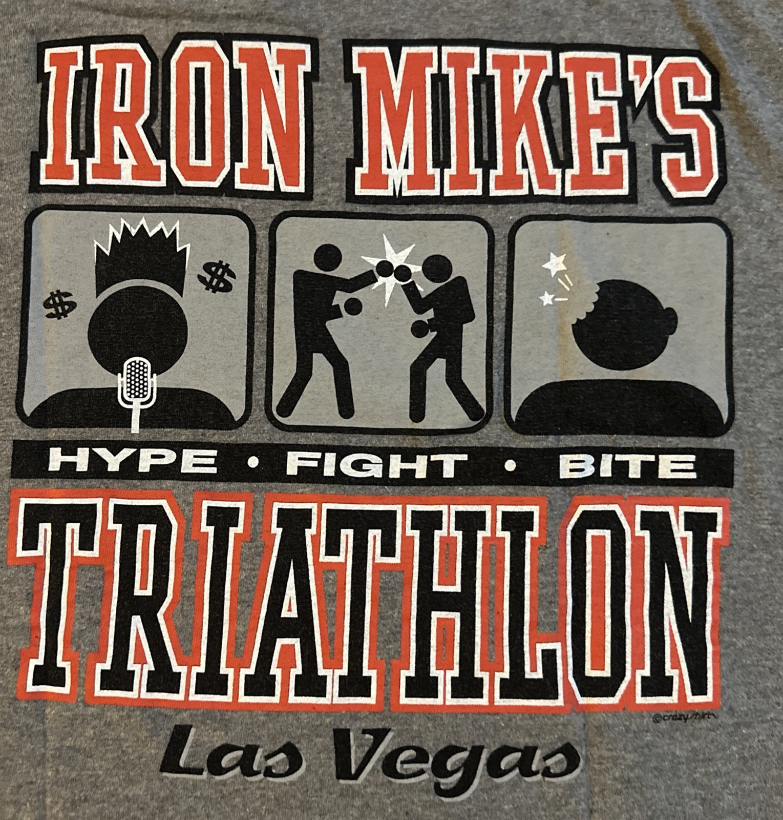 Vtg 90s Iron Mike Tyson Parody T Shirt Mens L Crazy Shirts Las Vegas Bite Fight