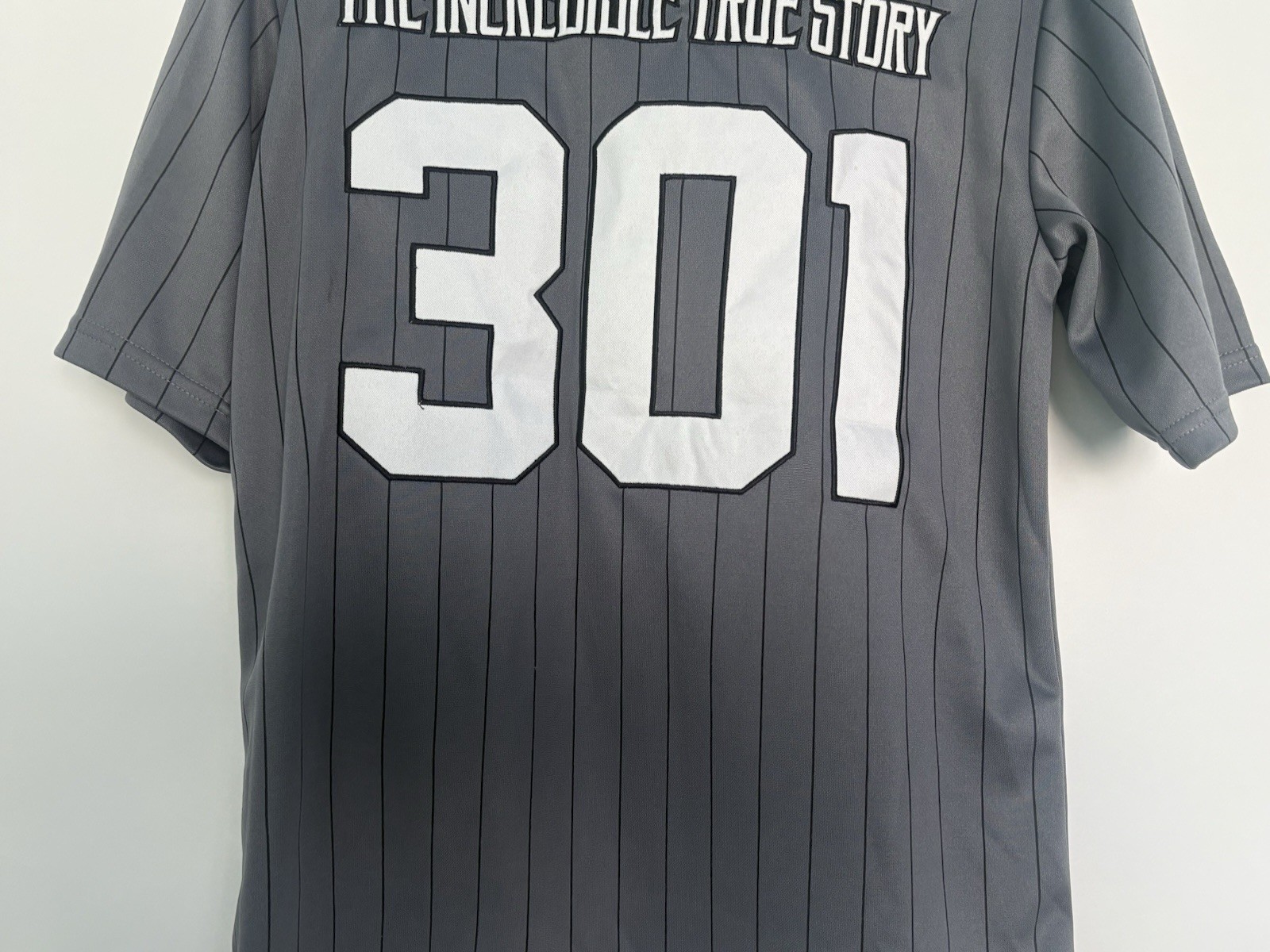 Logic “The Incredible True Story” Baseball Pinstripe Jersey Hip Hop Gray Size S