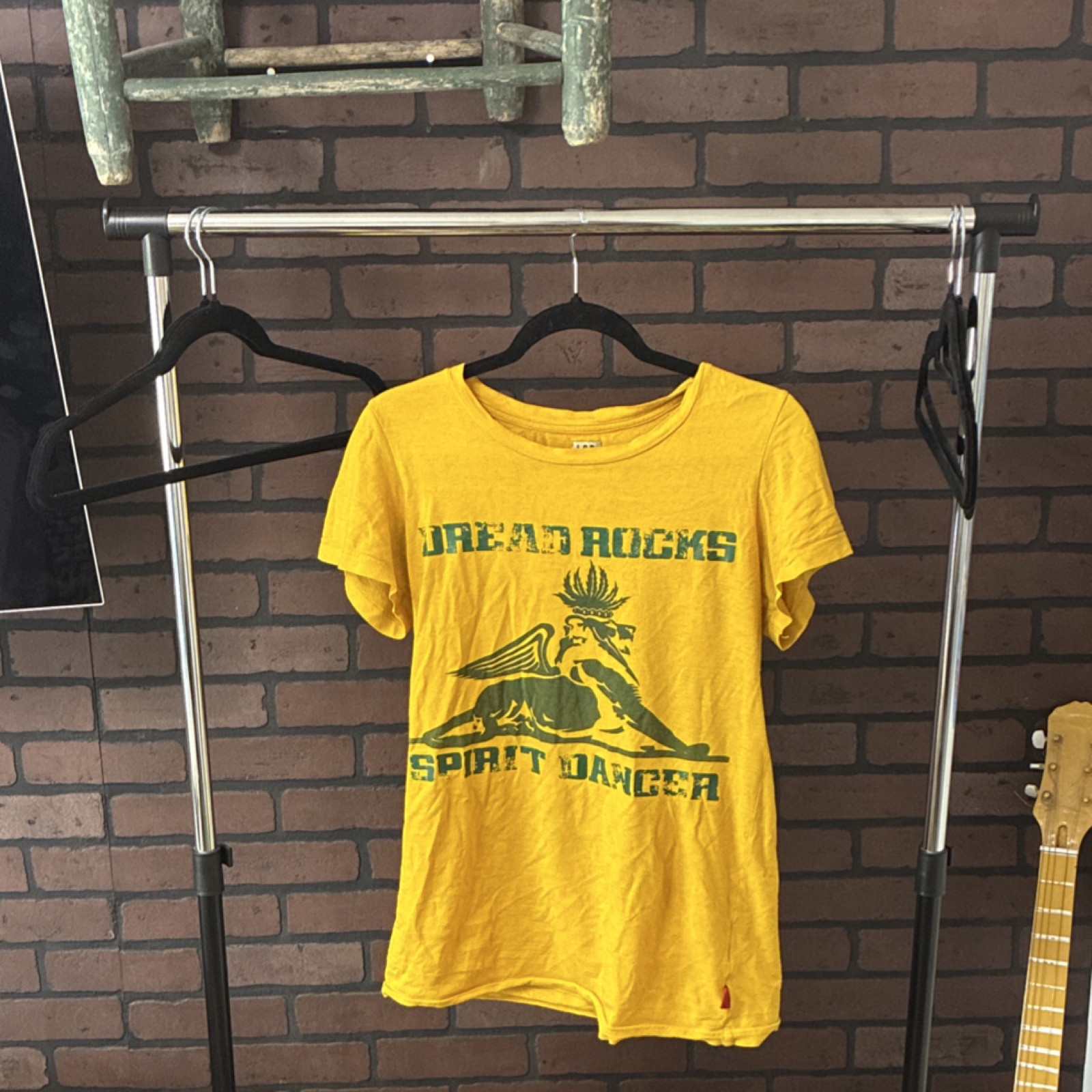 Japanese L.G.B. Dread Rocks Spirit Dancer Graphic Yellow Cotton T-Shirt Size 1
