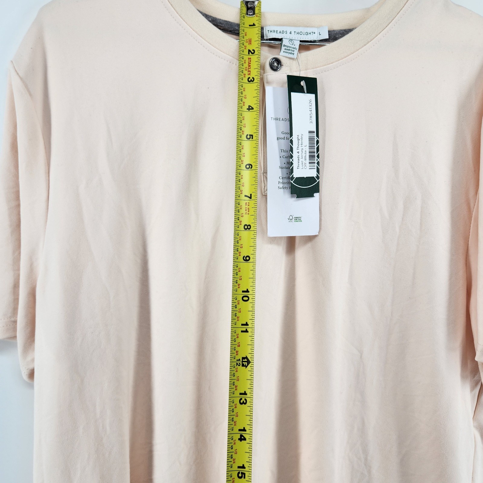 Threads 4 Thought Men’s Large Off-White Luxe Jersey Henley NWT