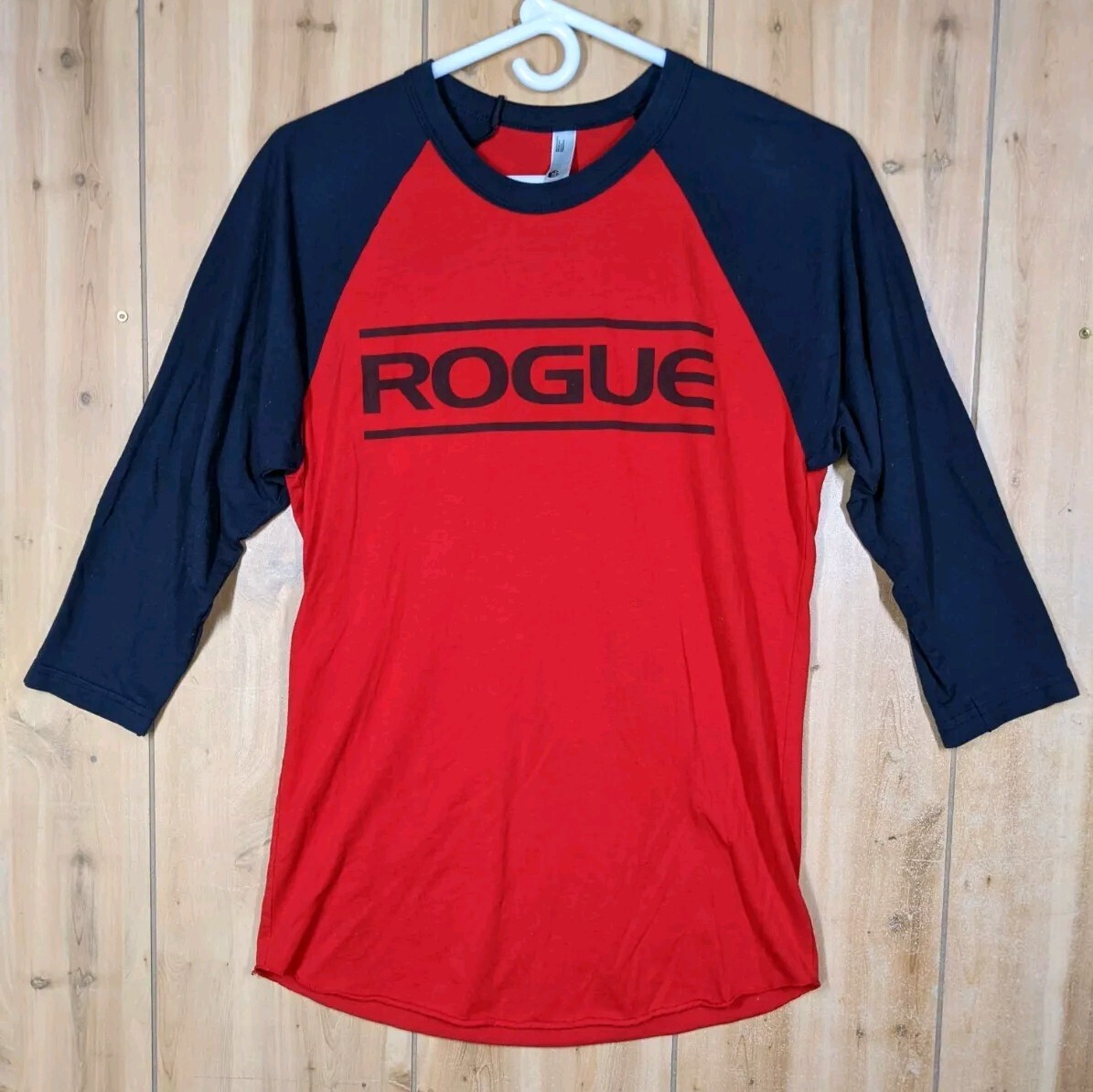 Rogue Fitness Raglan Shirt Mens S Red Navy 3/4 Sleeve Baseball Tee American Made