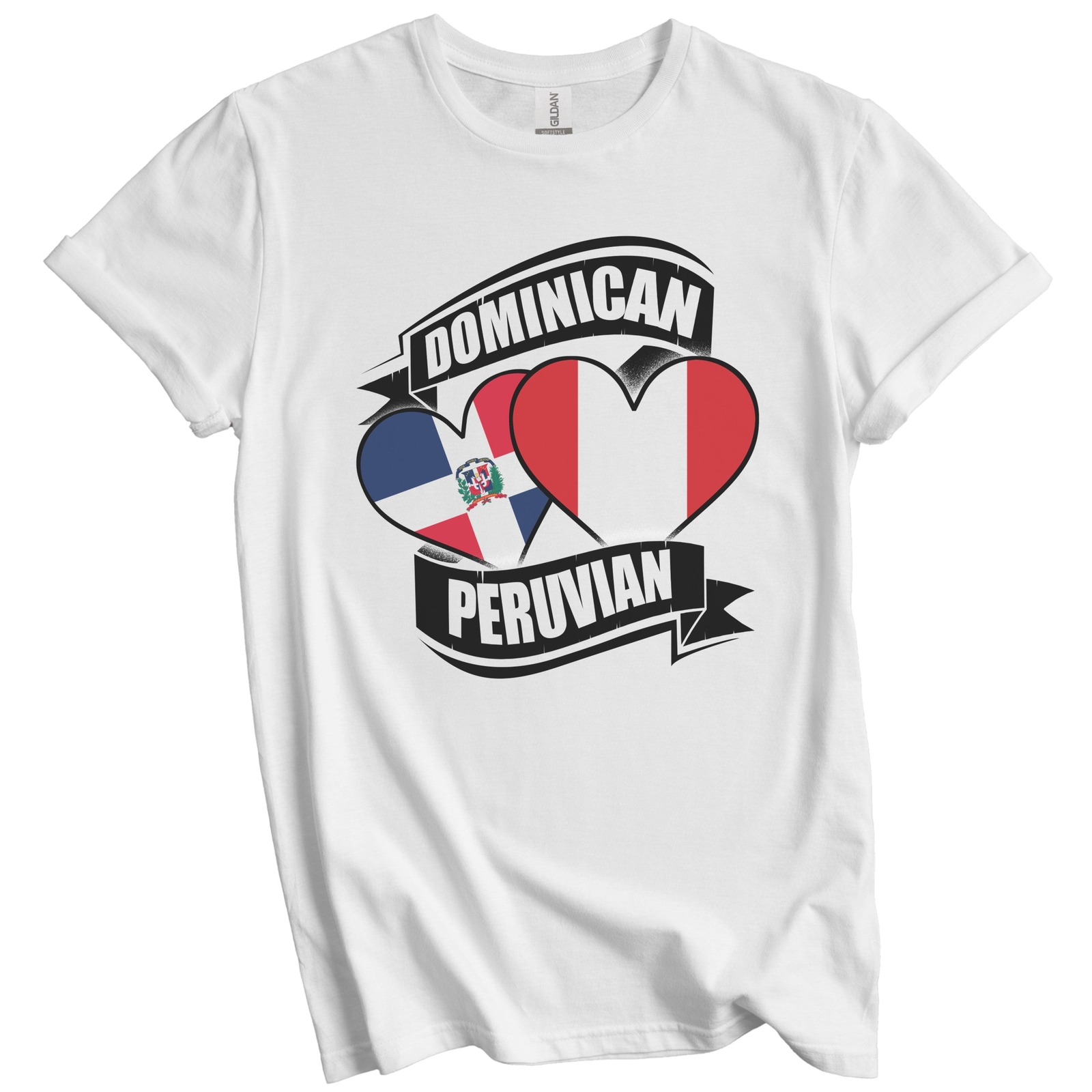 Dominican Peruvian Hearts Dominican Republic Peru Flags T-Shirt