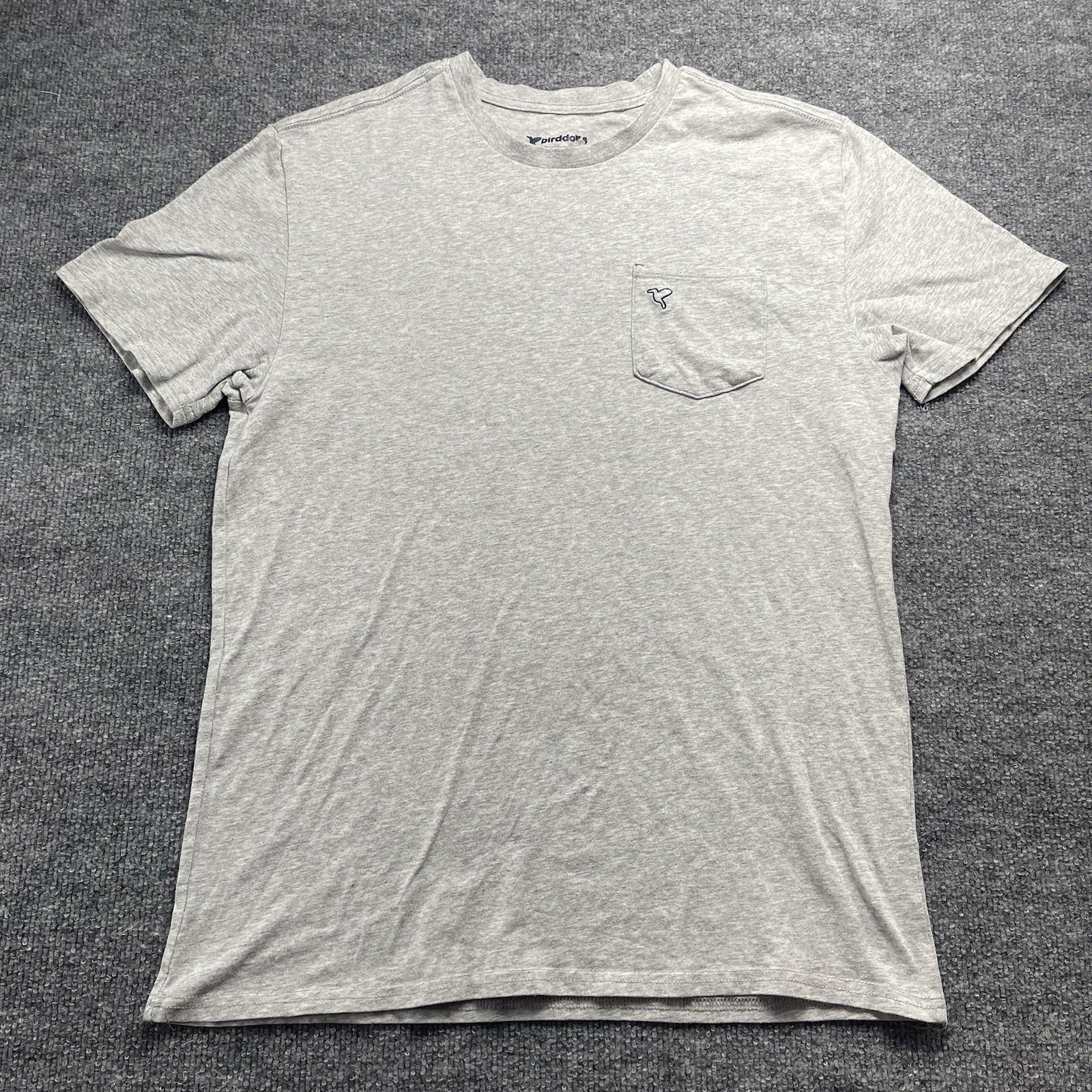 Bird Dog Performance T-Shirt L Soft Feel Lightweight Cotton Pocket Logo Gray