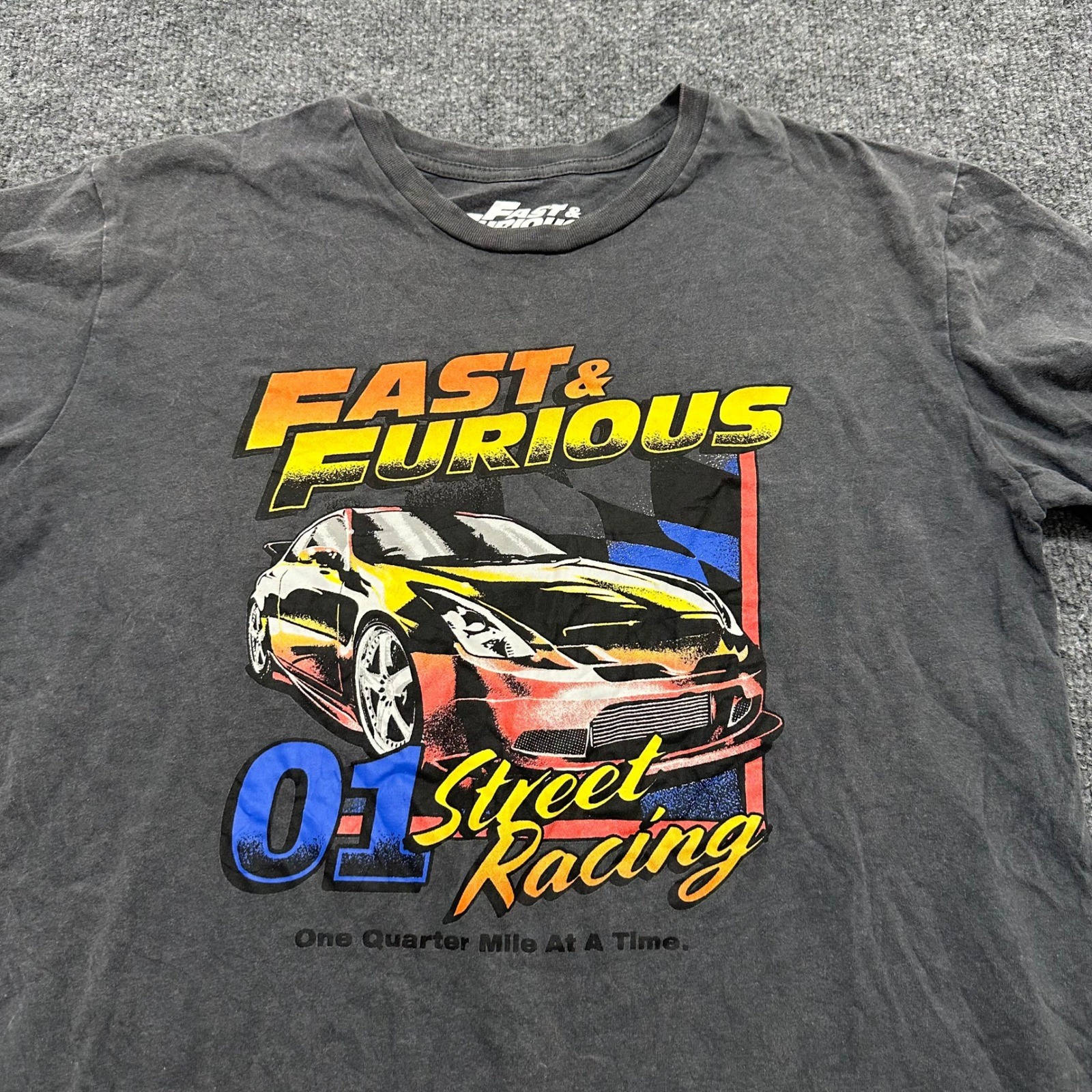 Fast & Furious T-Shirt Mens Size Medium Gray Street Racing Graphic Cotton Tee