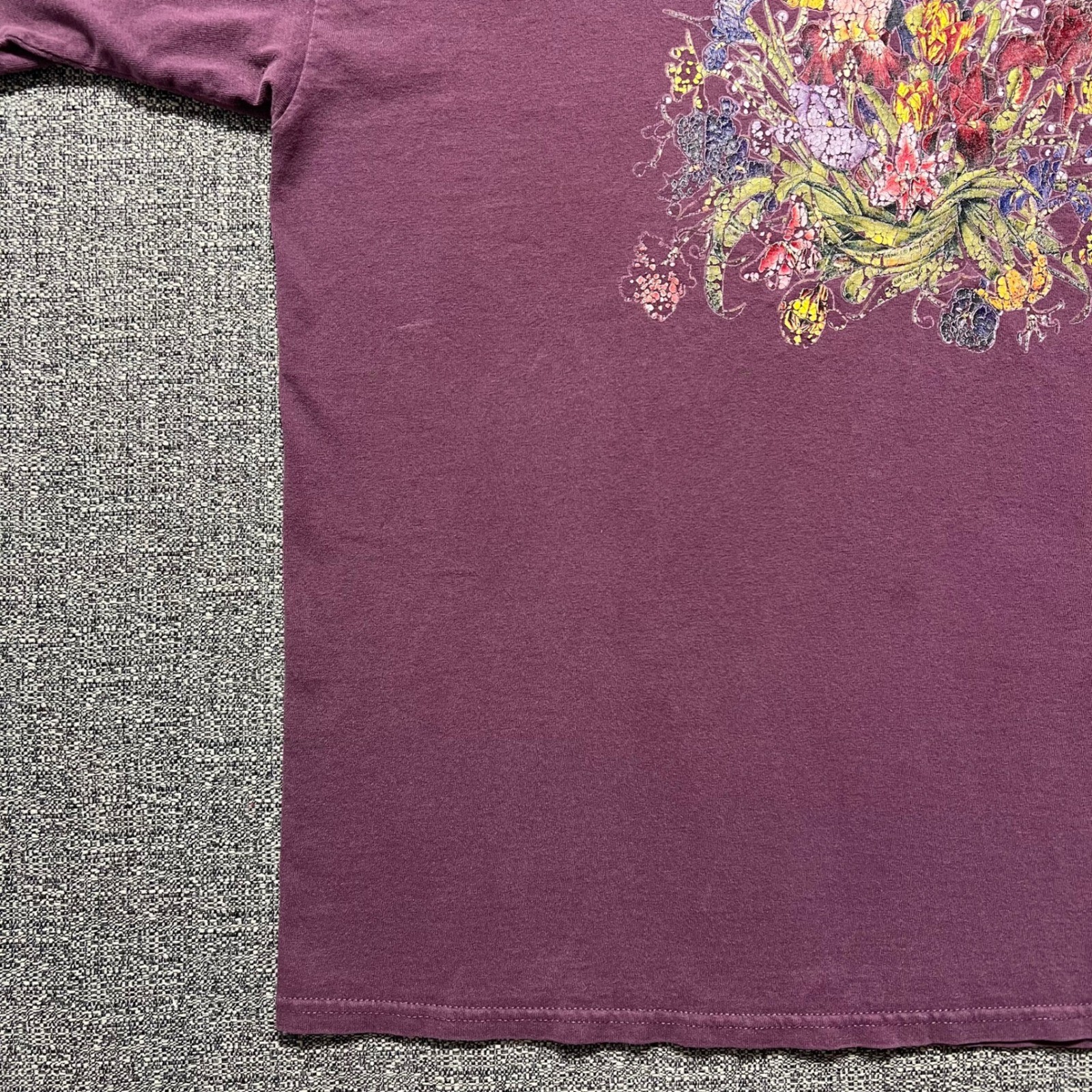 Vintage 90s Lake Tahoe Souvenir T Shirt Mens XL Burgundy Floral Graphic Cotton