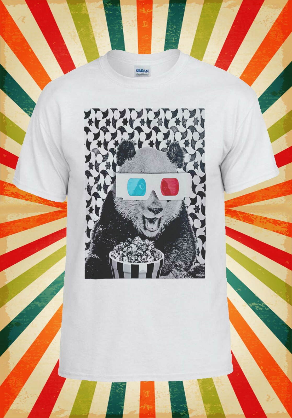 3D Glasses Panda Cinema Popcorn Funny Men Women Vest Tank Top Unisex T Shirt 593