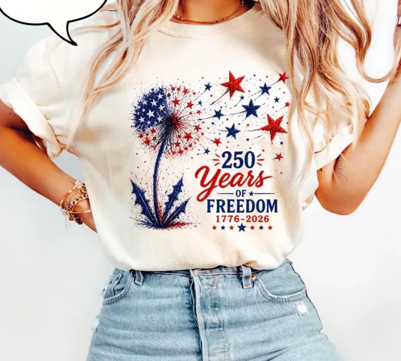Star Dandelion T-Shirt, 250 Years Of Freedom Shirt, Red White Blue Shirt