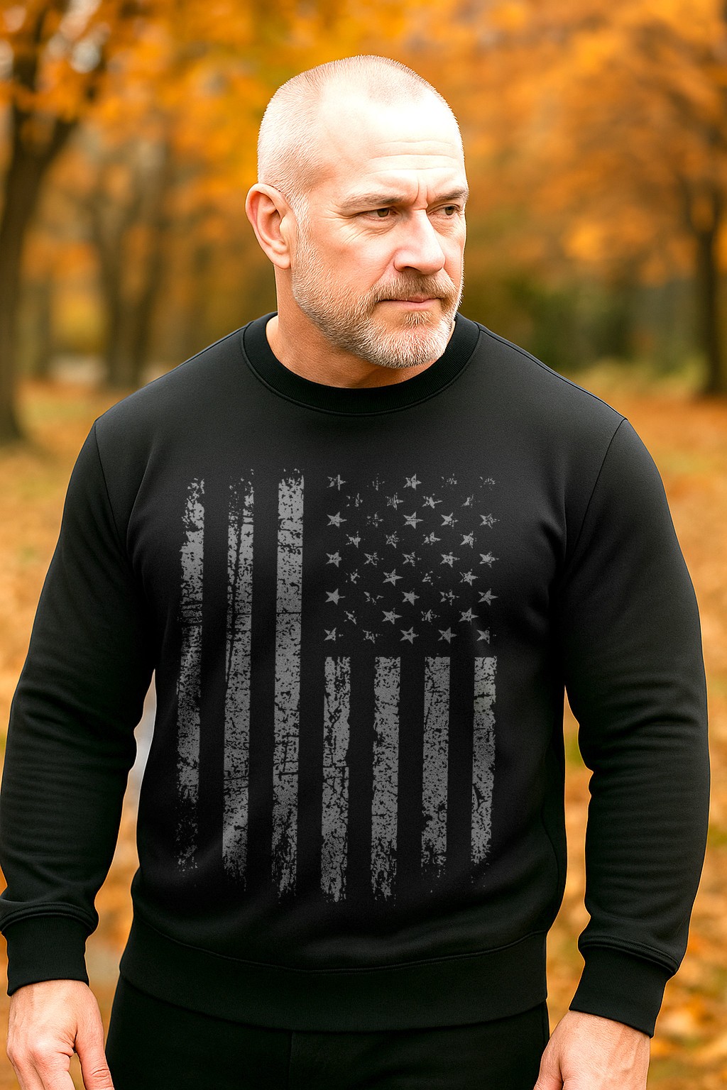 USA Flag Crewneck Sweatshirt | Vintage Distressed Flag | Patriotic Pullover