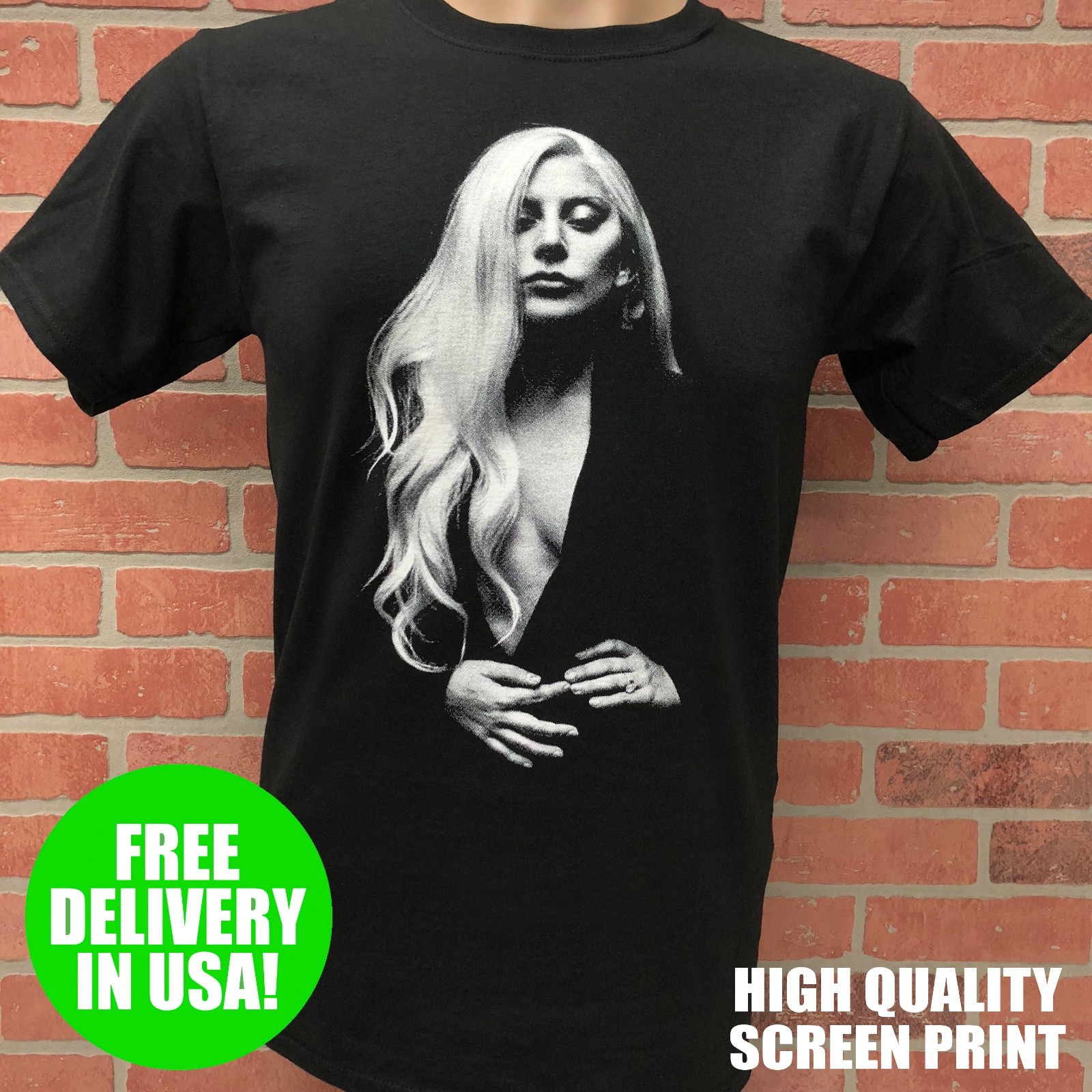 LADY GAGA, BLACK T-SHIRT
