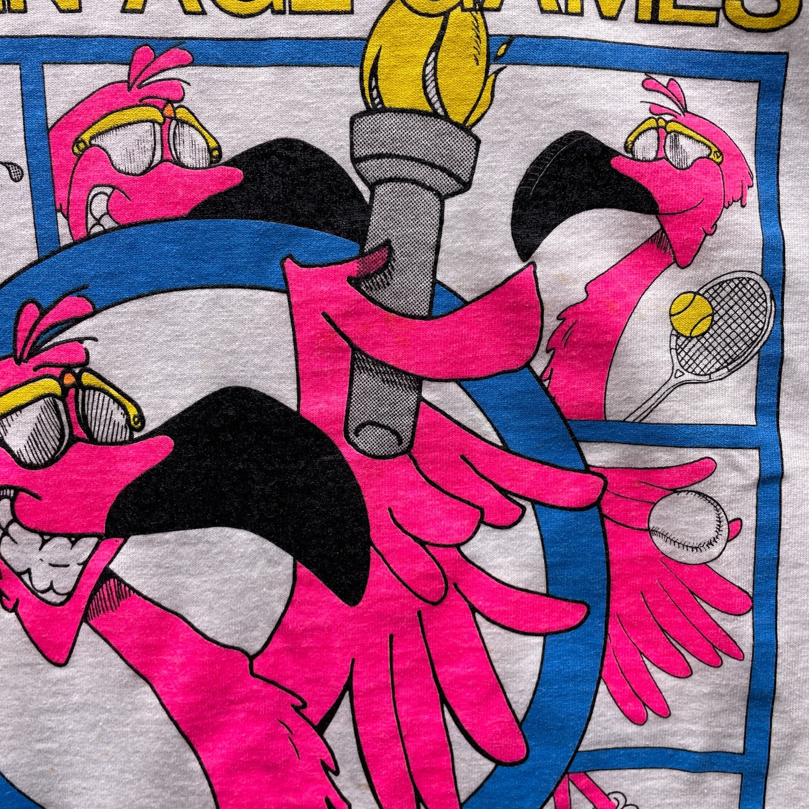 Vtg Flamingo Sanford Florida Graphic Mens M T Shirt Bright Pink Golden Age Games