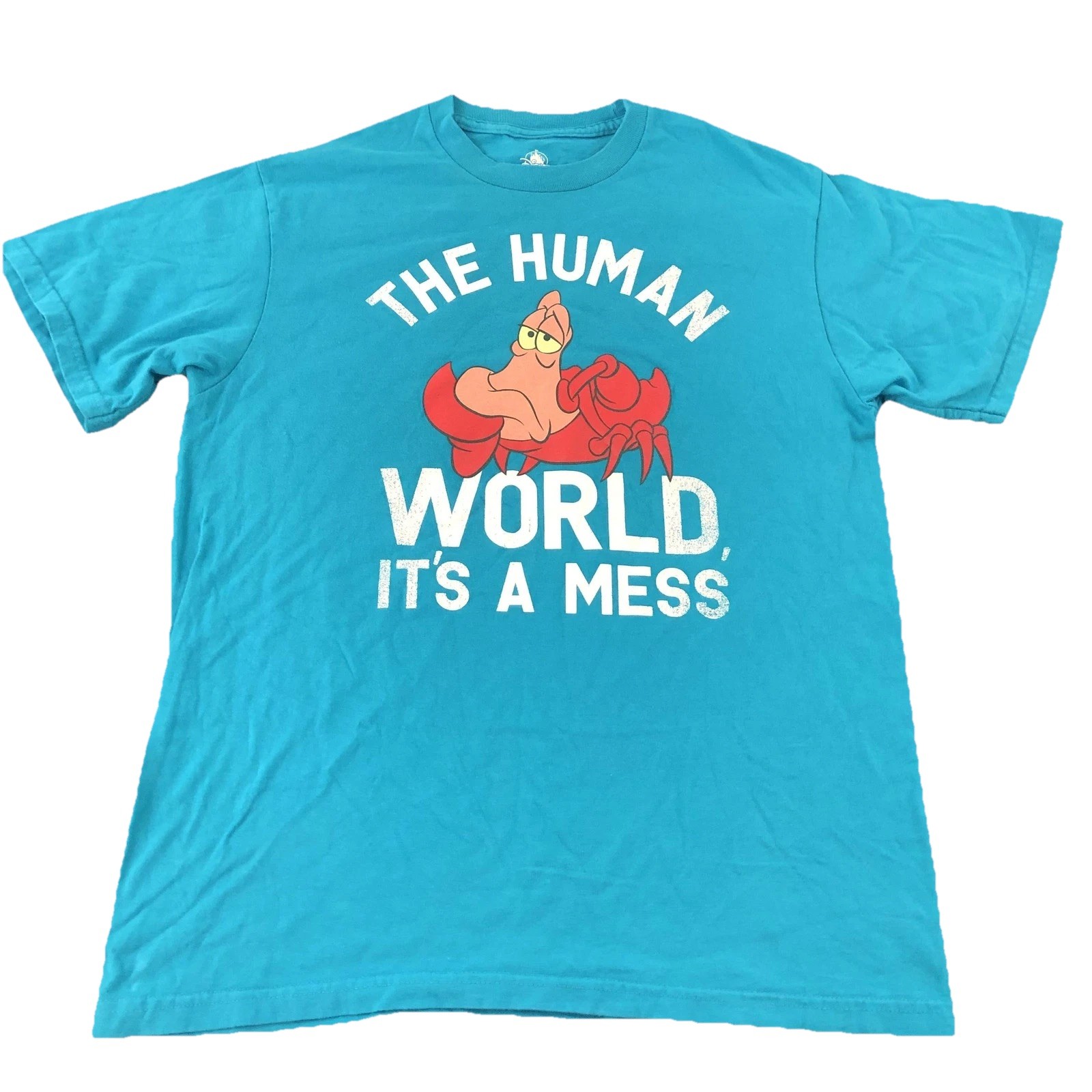 Disney Sebastian The Little Mermaid Shirt Mens Medium Blue Graphic Tee Quote