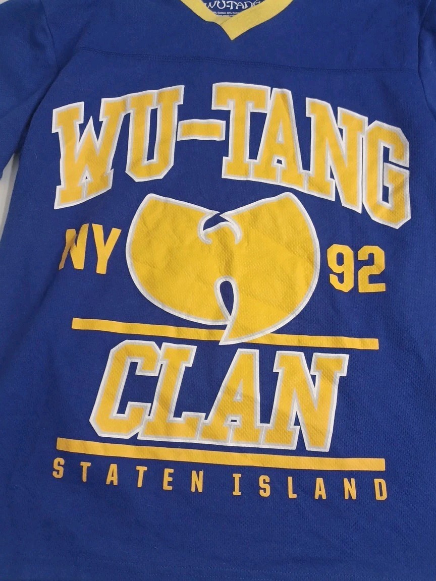 Wu-Tang Clan Jersey Shirt Men’s Sz S Hip Hop Streetwear Blue Yellow CREAM #36 L7