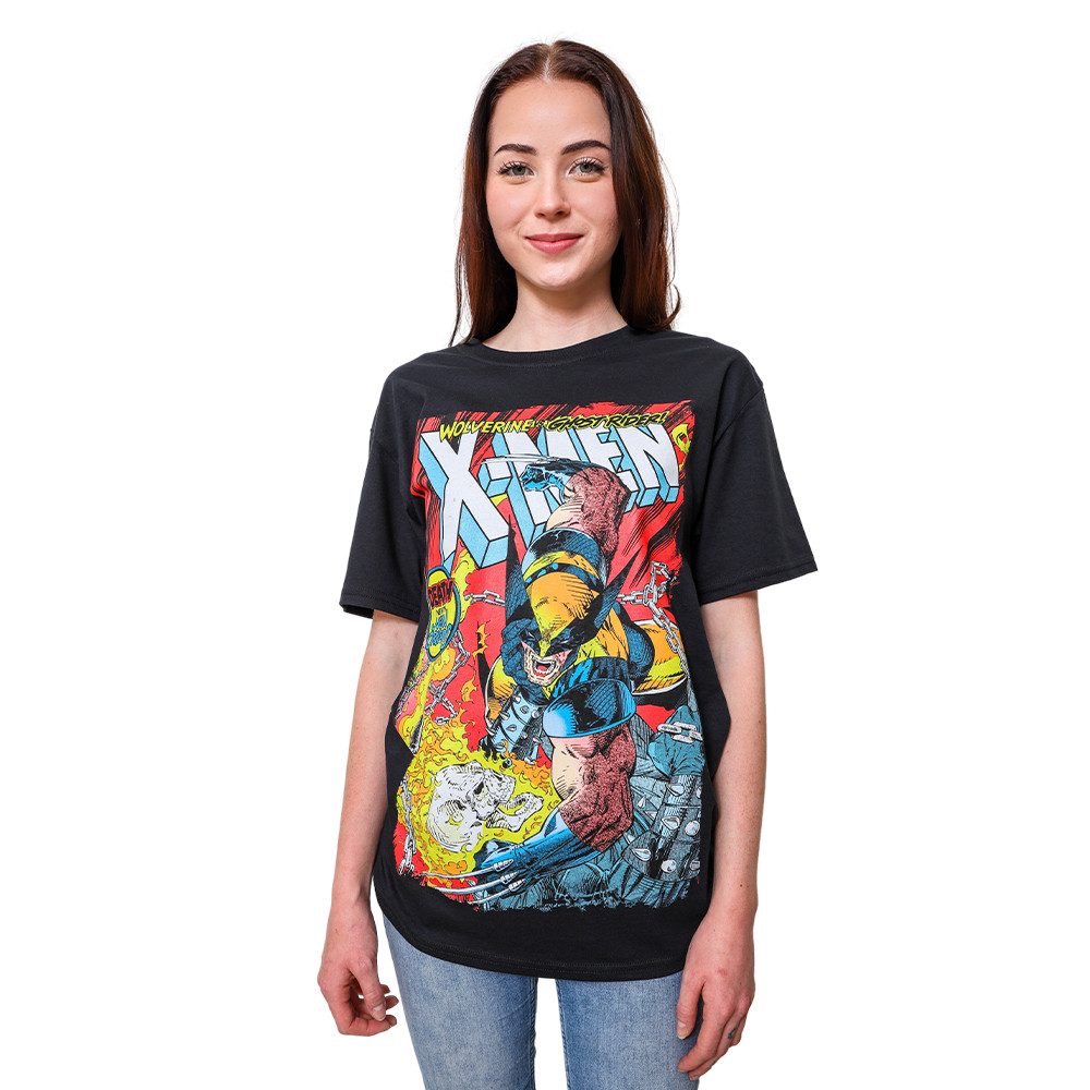Marvel Comics X-Men Battle Royale: Wolverine vs Ghost Rider Adult T-Shirt