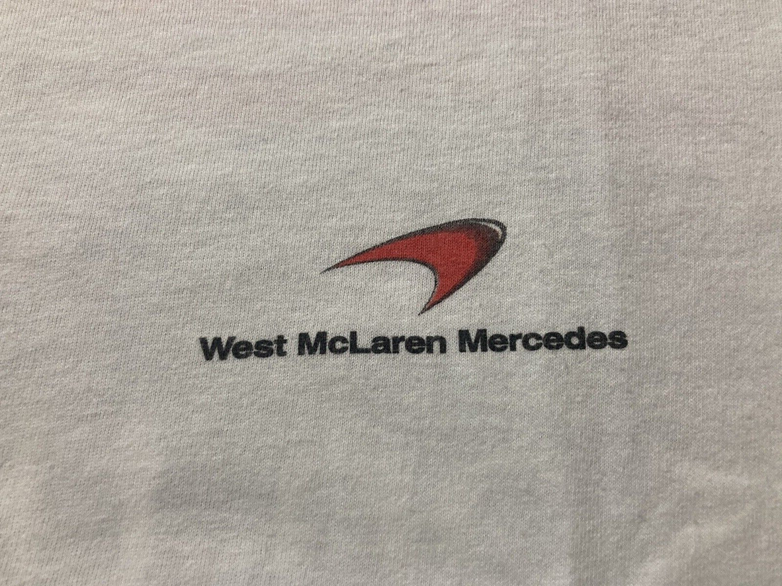 West McLaren Mercedes Formula 1 Racing Team Tee T Shirt Size L White Vintage