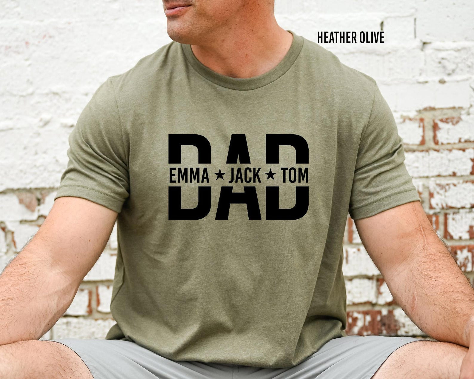 Custom Dad Shirt with Kids Names Personalized Father’s Day Gift Tee