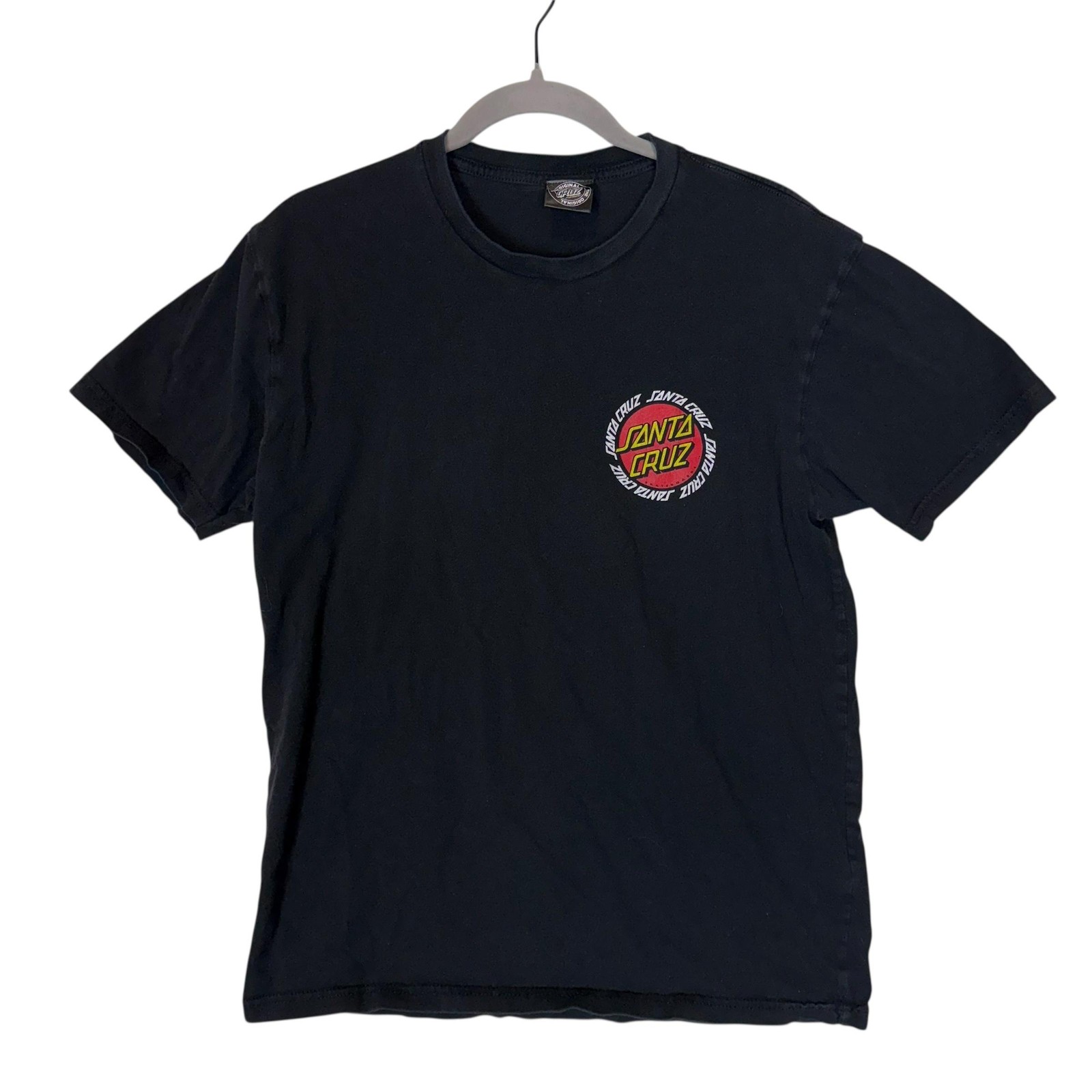 Santa Cruz Shirt Mens Medium Black Classic Dot Skateboard Graphic Logo Tee