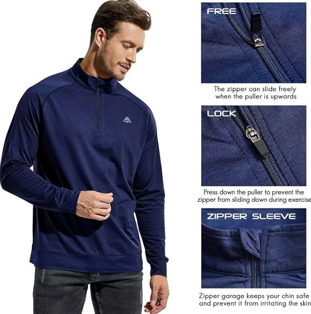 Haimont Men’s 1/4 Zip Golf Shirt Long Sleeve Athletic Pullover Lightweight Fleec