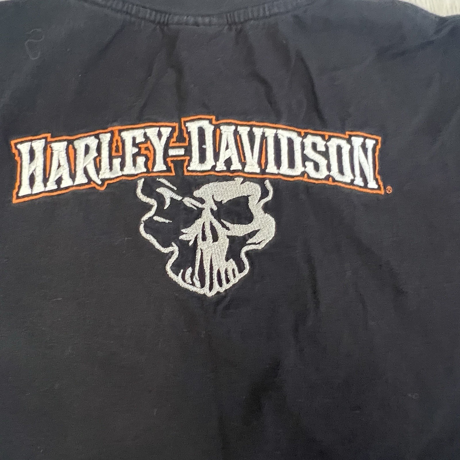 Harley-Davidson Men’s Medium Black Skull Graphic T-Shirt Embroidered Logo
