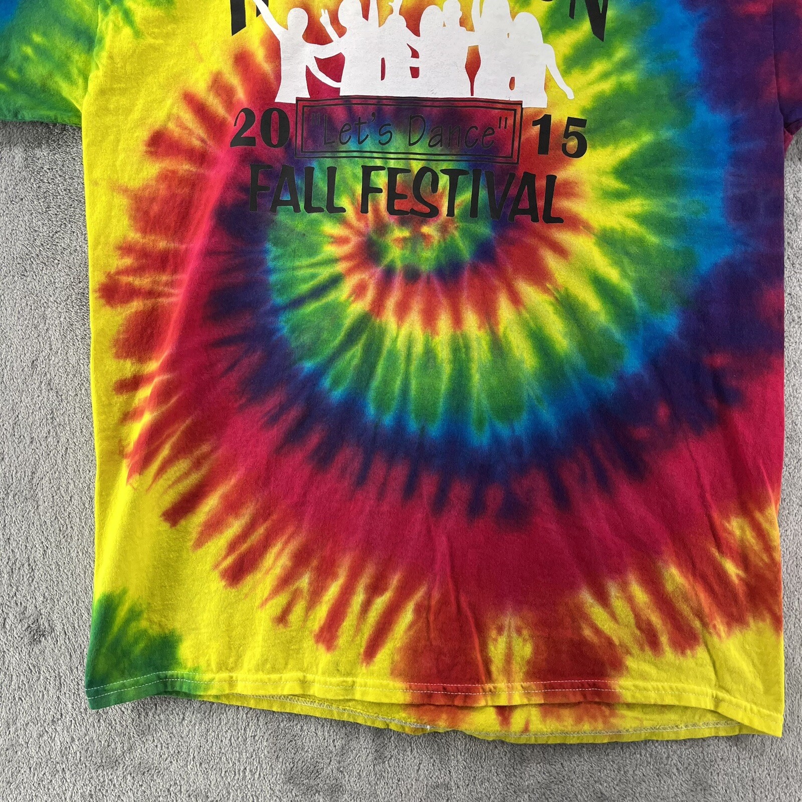 Hoschton Fall Festival Shirt Mens Large Multicolor Tie-Dye Hippy Hipster Retro