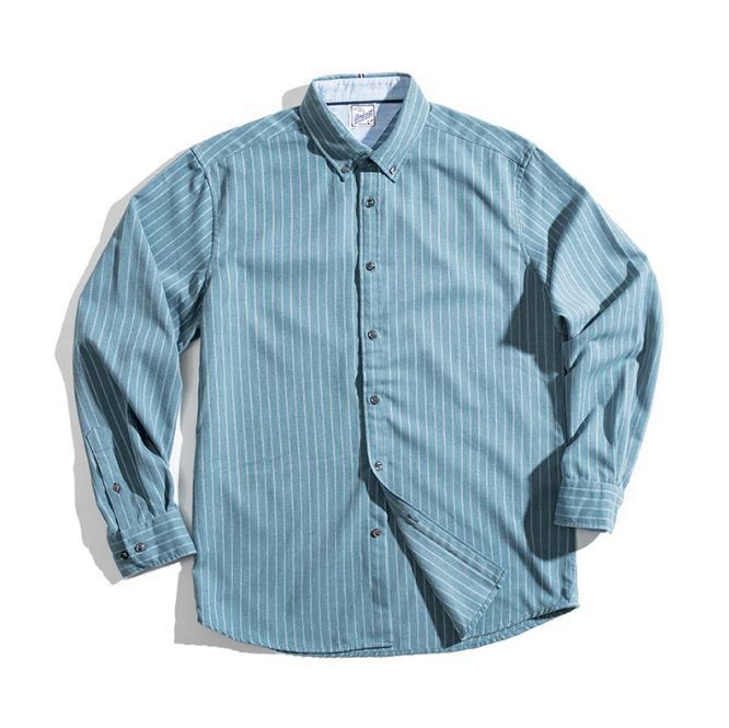 Stripe Men’s Dress Shirts Long Sleeve Coat Vintage Casual Tops Retro Fashion